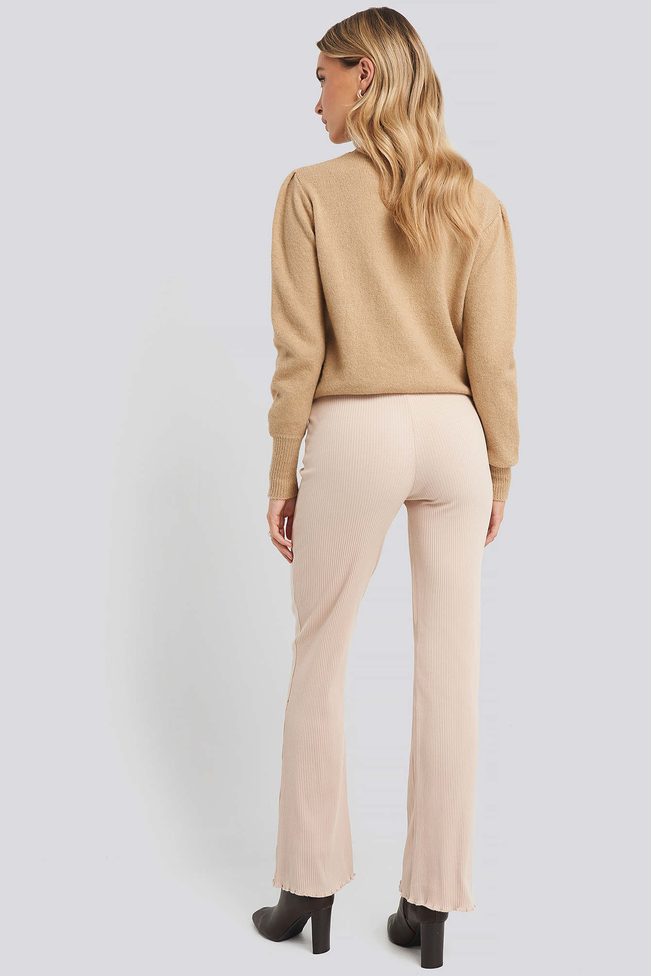 ASYOU embroidered velour flare pants in tan - part of a set | ASOS