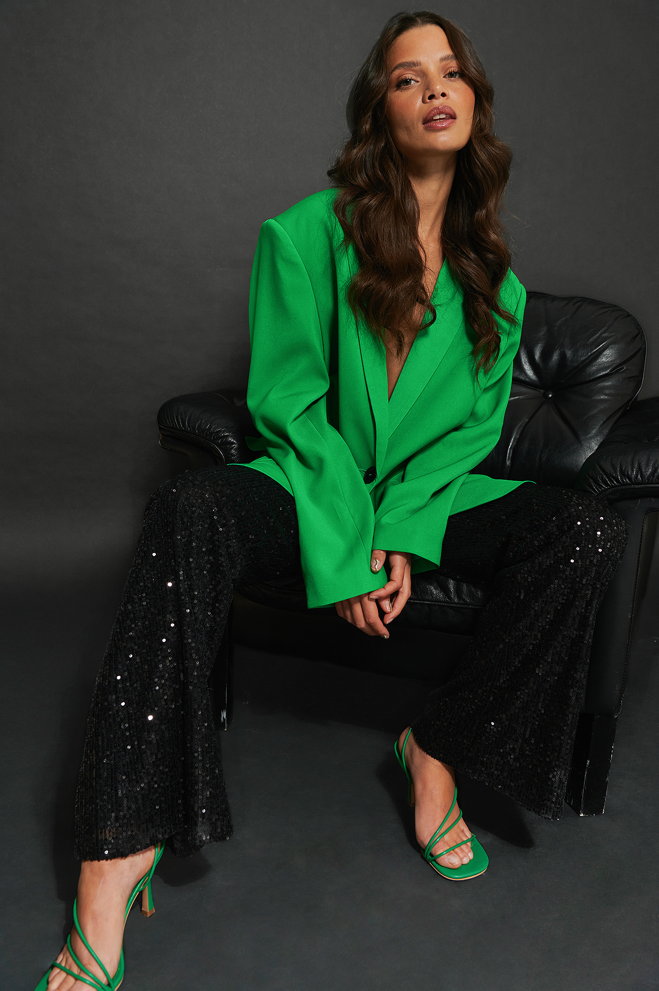 green sequin pants