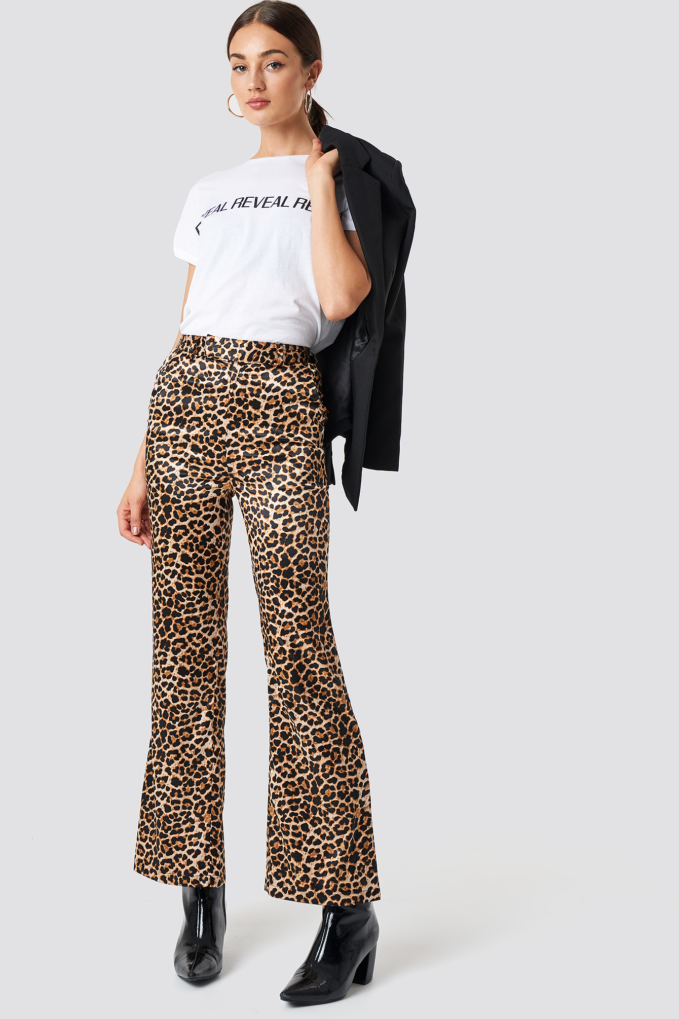 Flared Shiny Leo Pants Leoprint