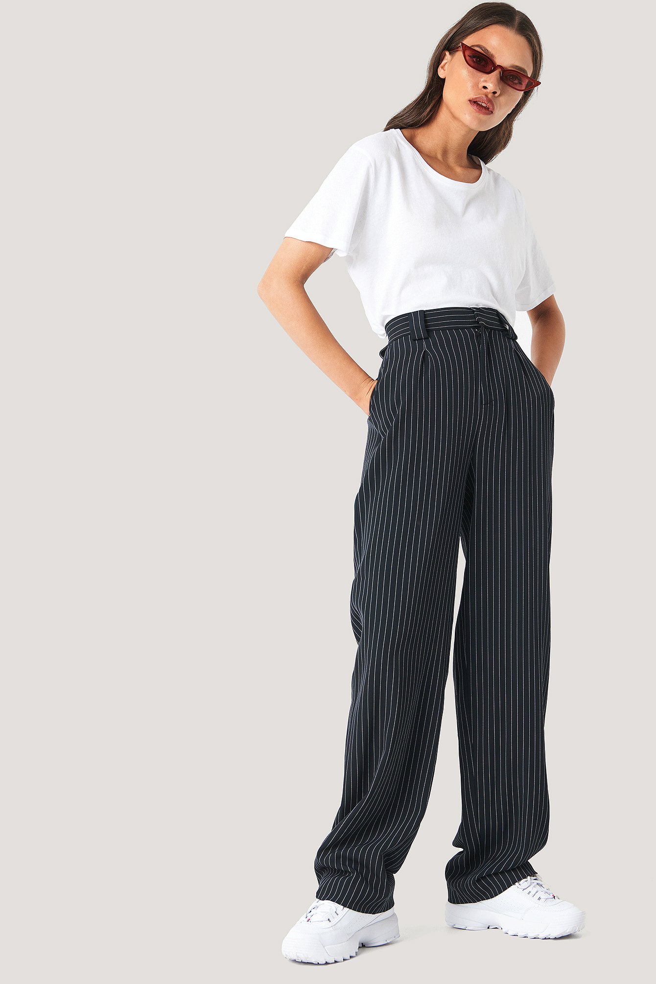 Black/Stripe NA-KD Classic Flared Striped Pants