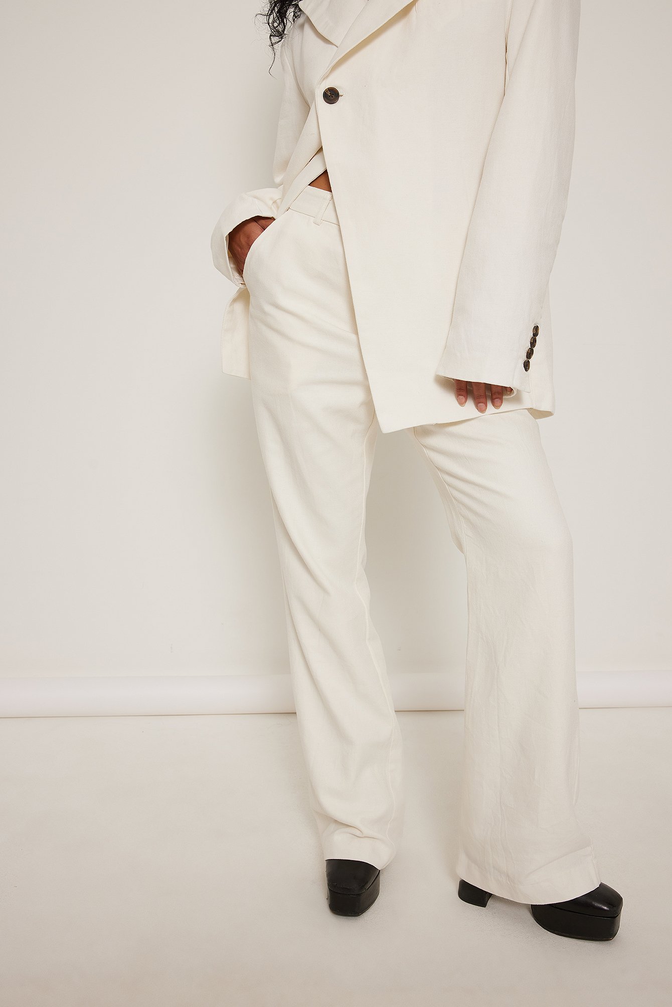 Off White Flared Suit Trousers