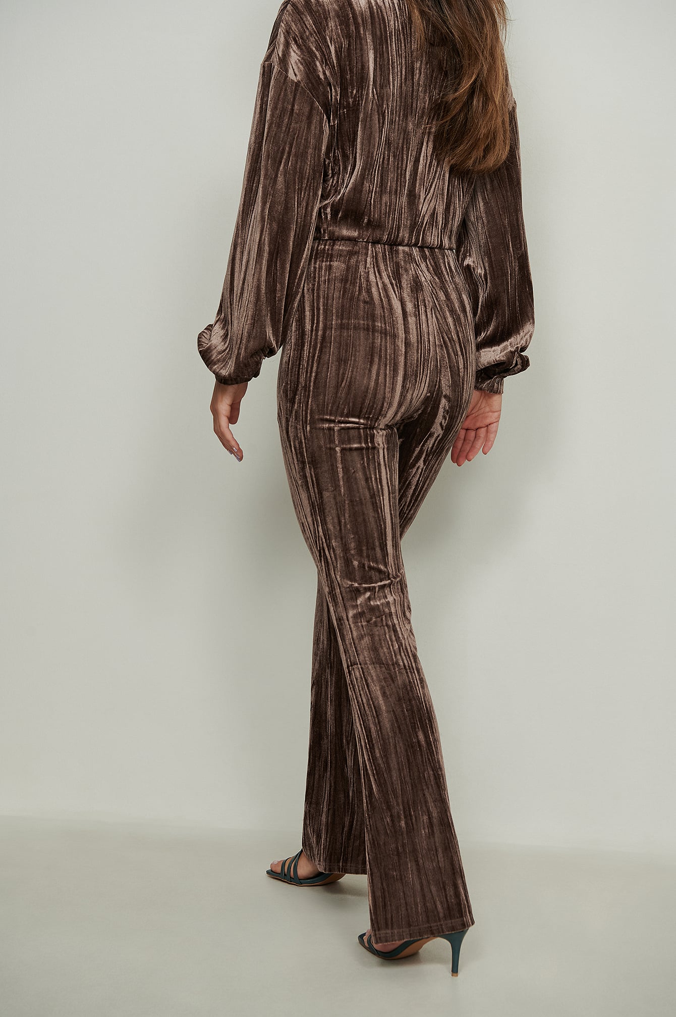 Velvet Pu Flared Pants