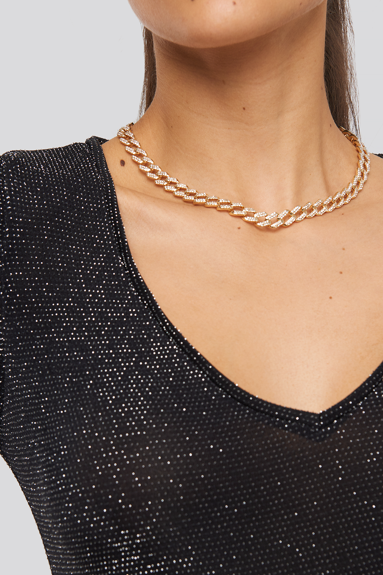 Flat Chunky Glitter Chain Gold