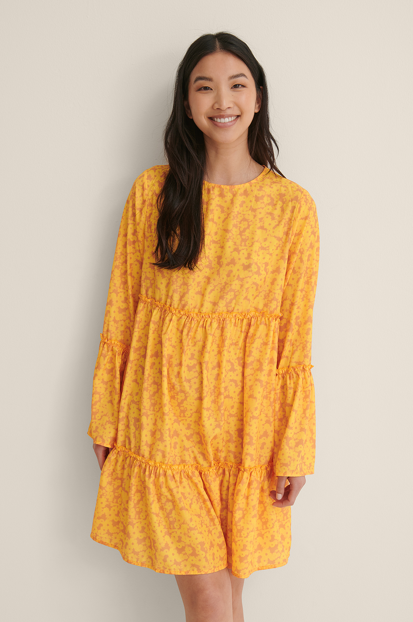 Flounced chiffon dress Clearance