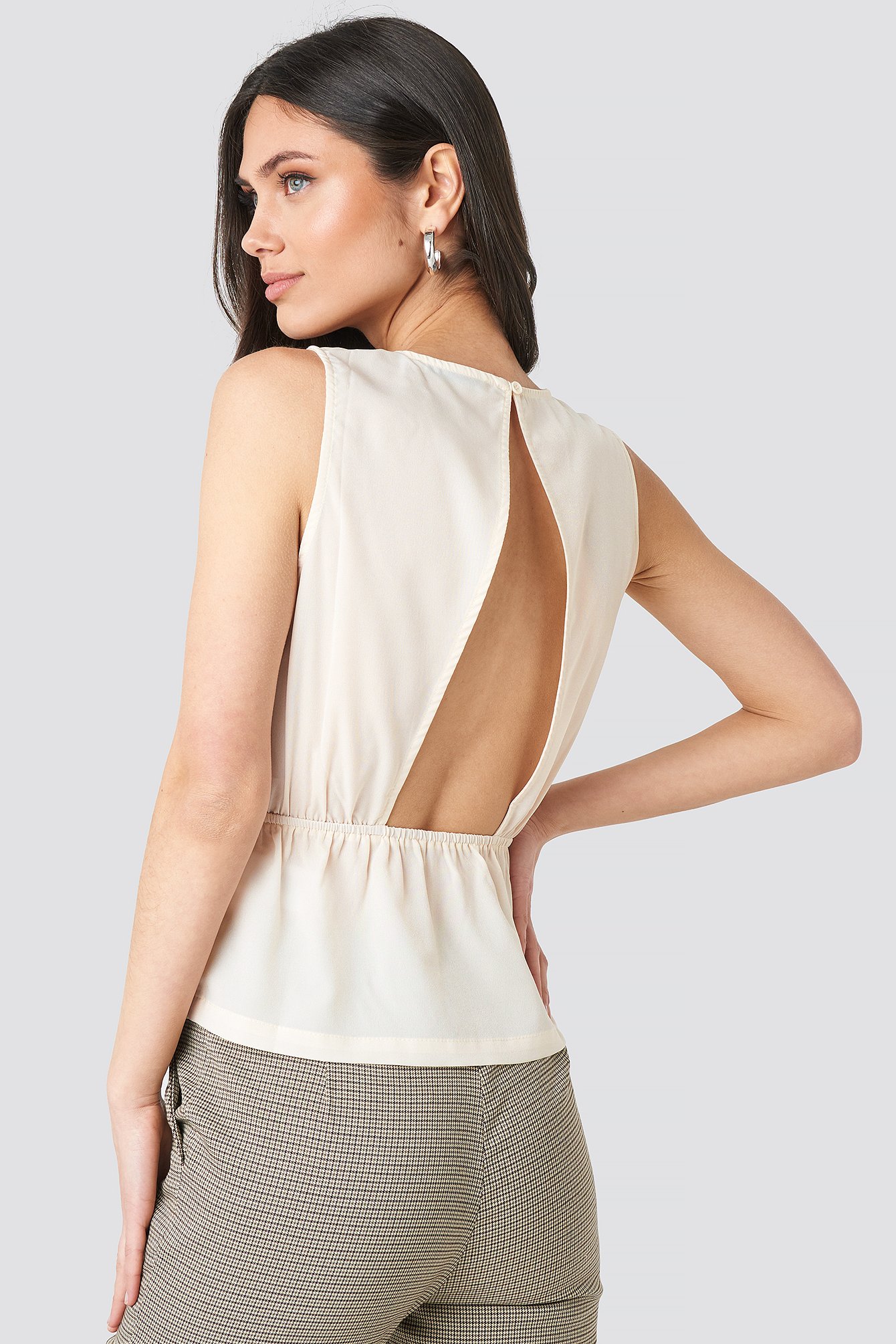 Flounce Open Back Top White NAKD