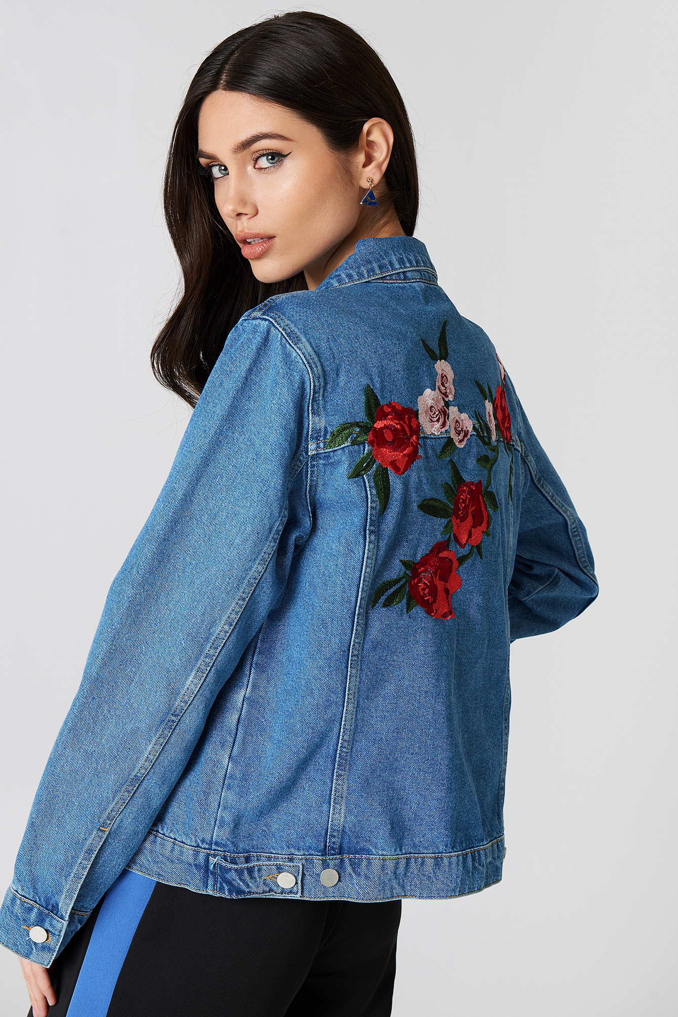 embroidered flower denim jacket