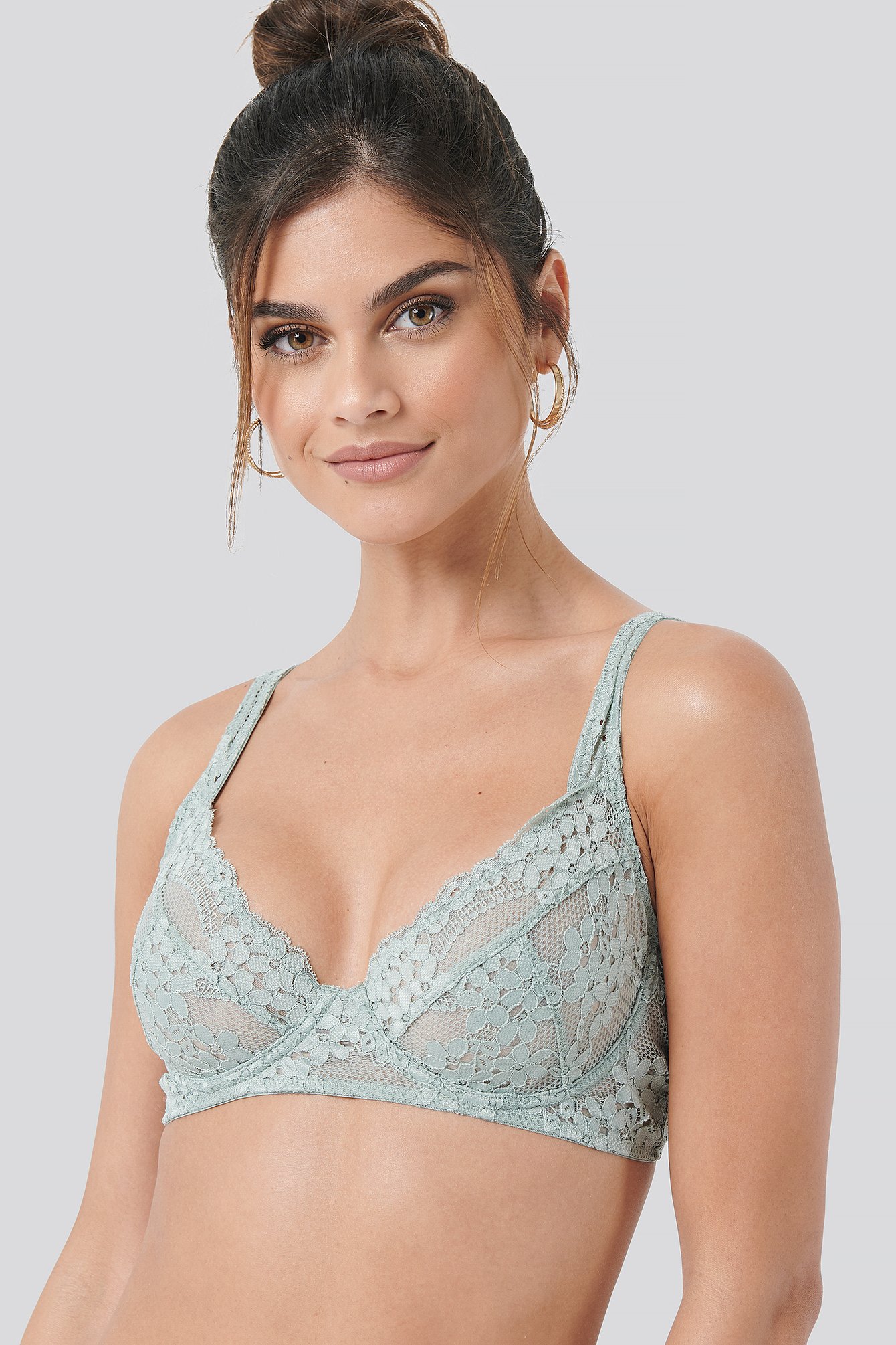 Flower Lace Cup Bra Green Na