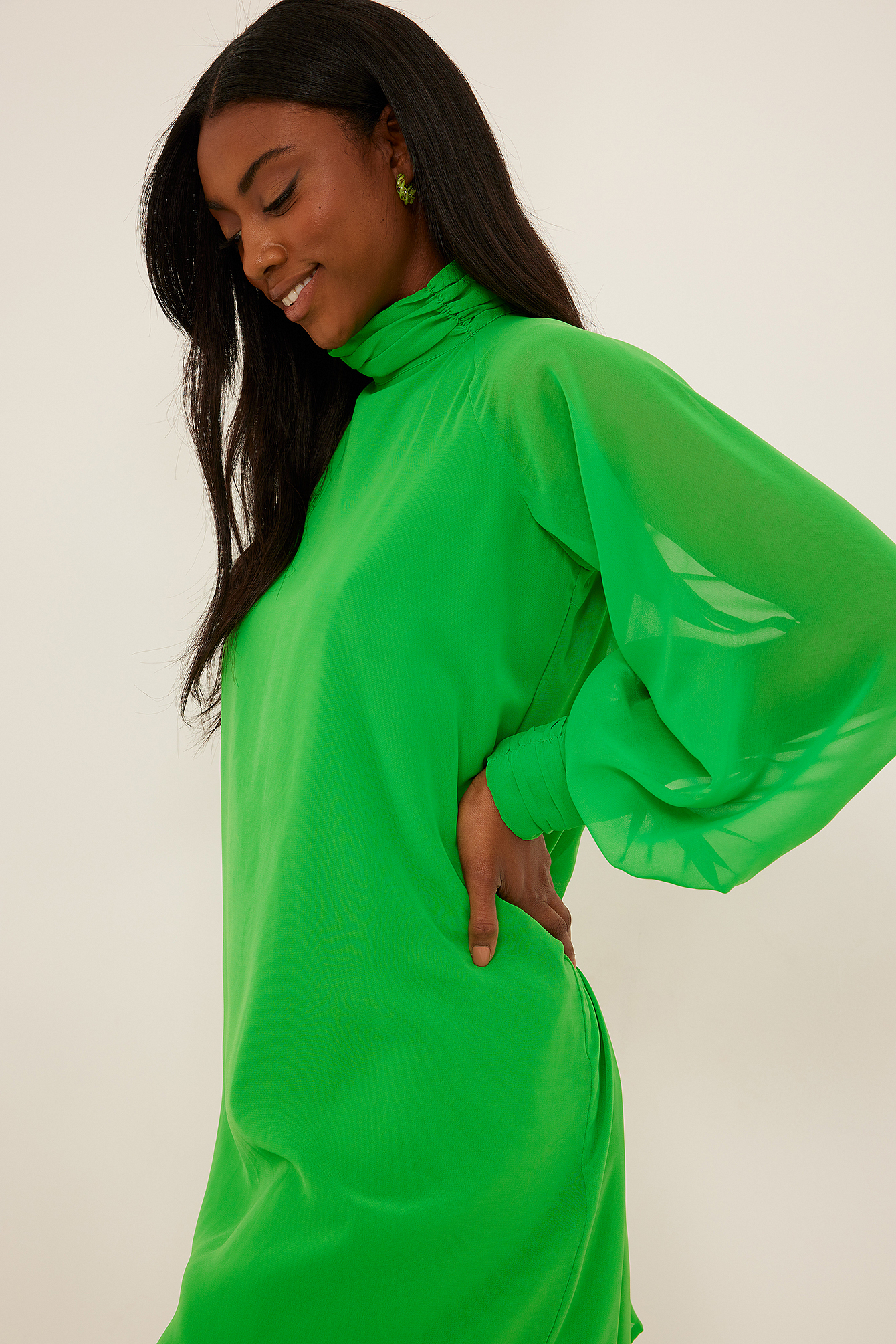 Recycled Flowy Chiffon Mini Dress 