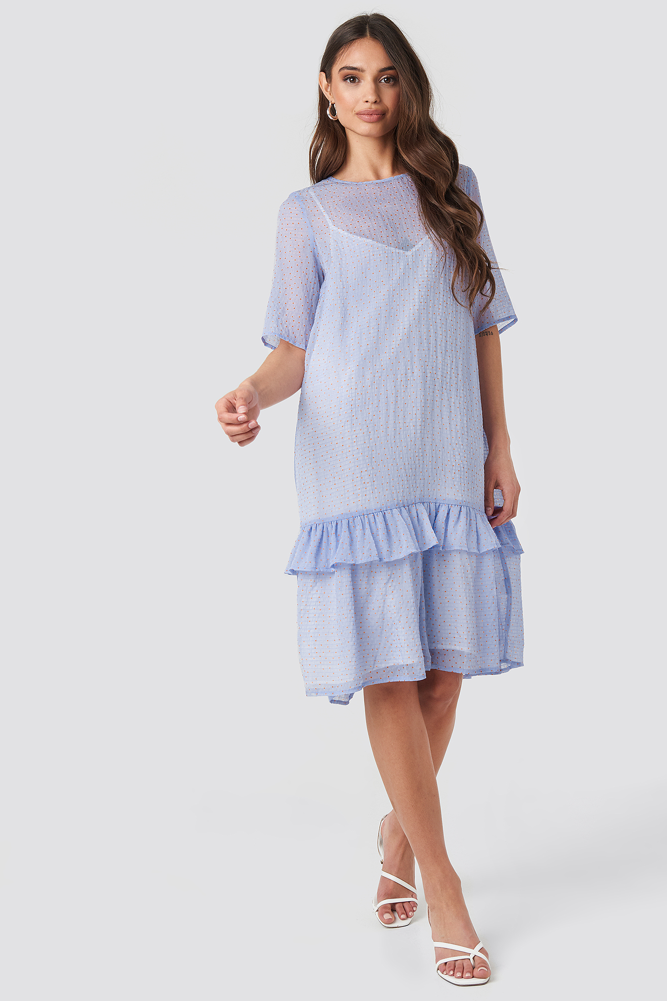 Flowy Dotted Dress Purple