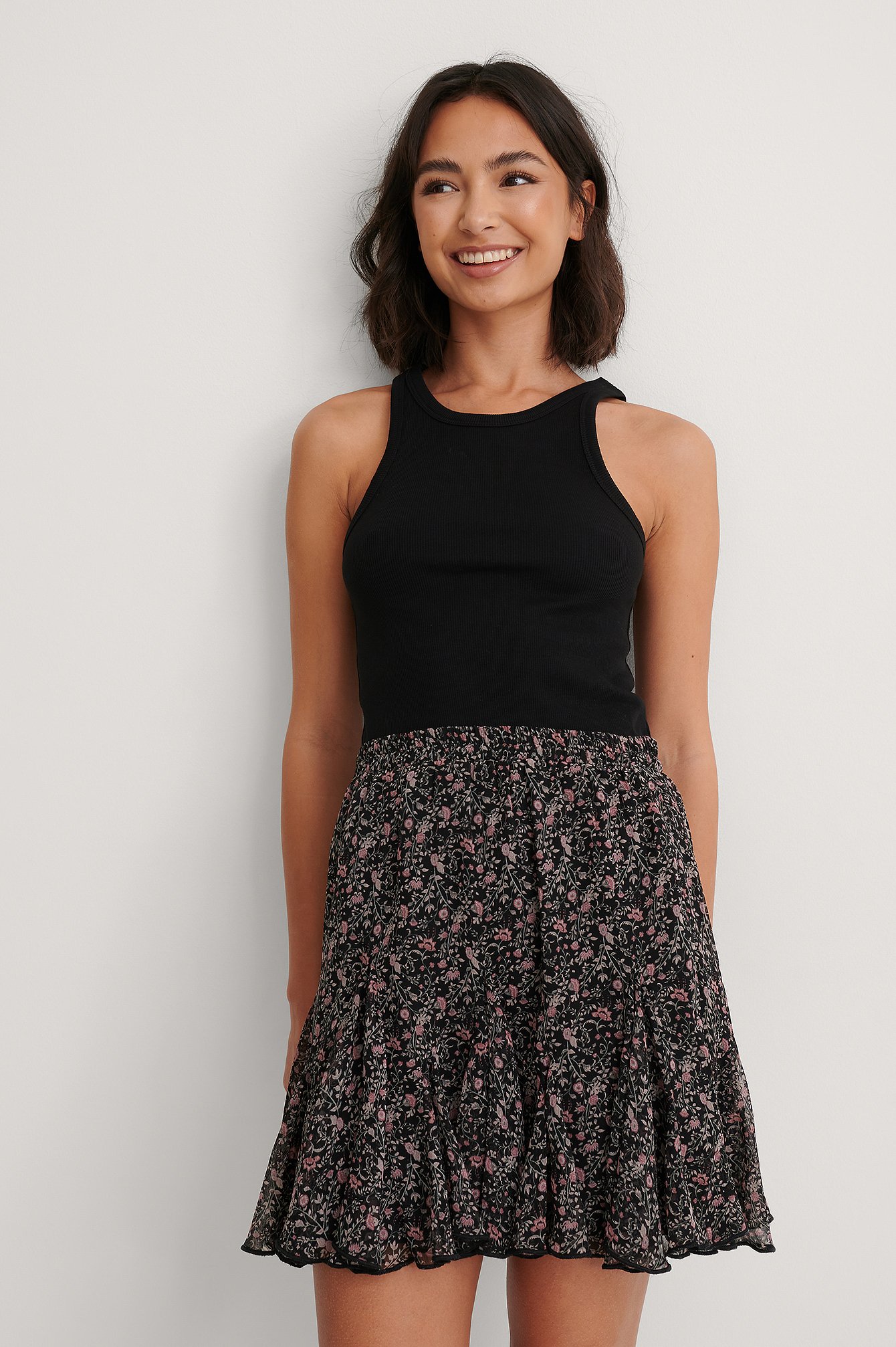 Flowy Mini Skirt Flower | NA-KD