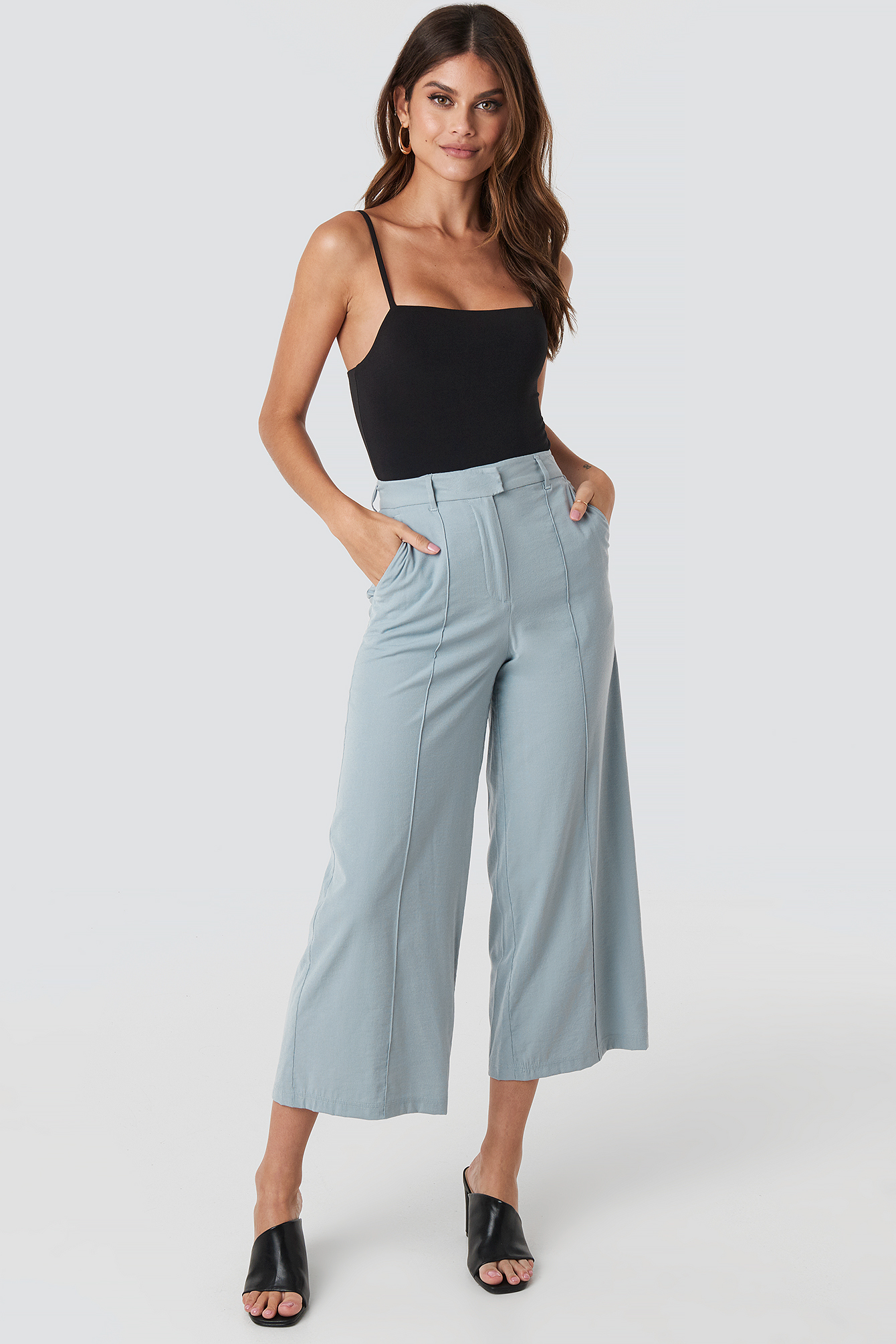 denim flowy pants