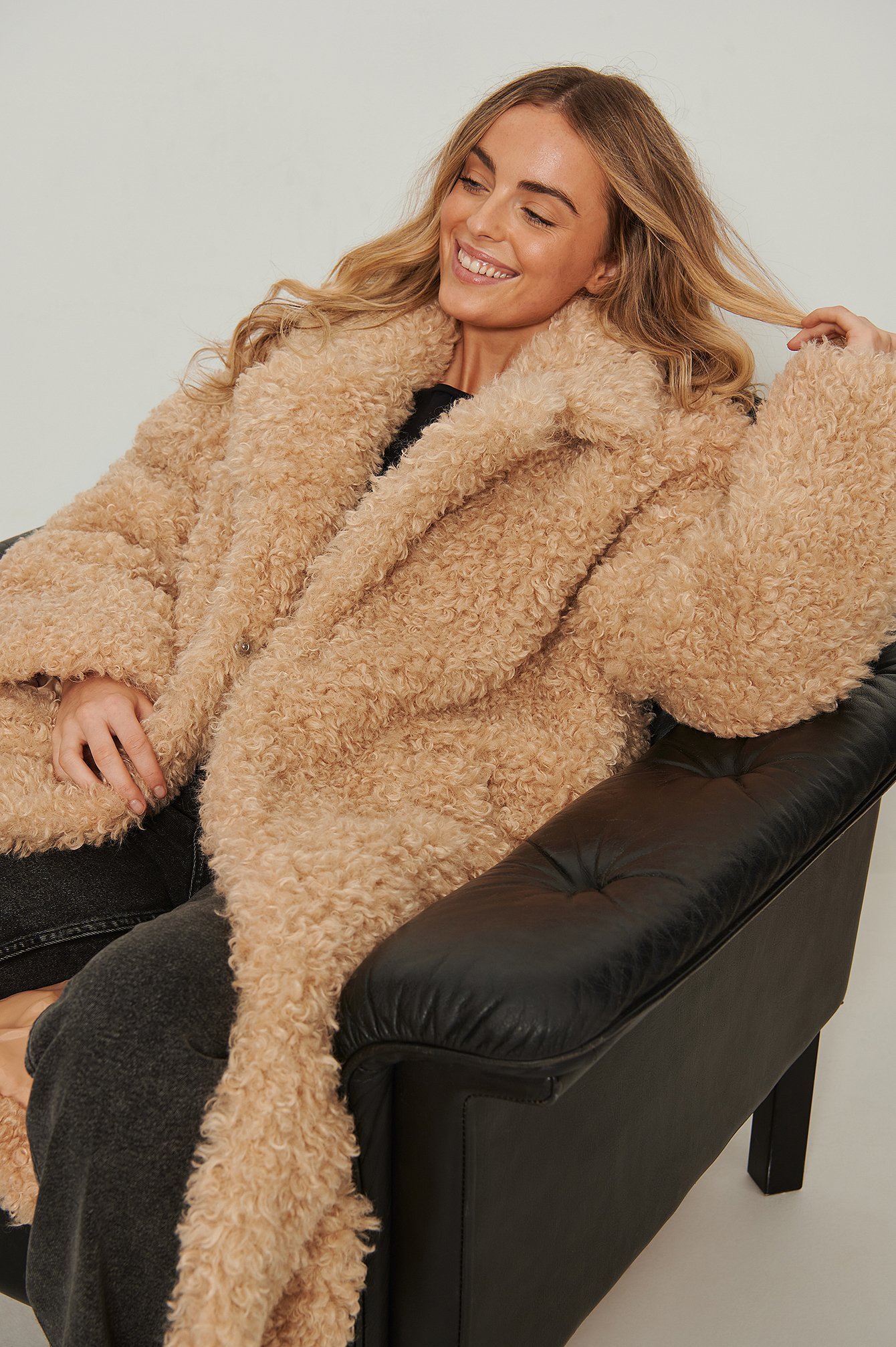 Na Kd Teddyjacke Beige Damen Teddy Coat Beige Fluffy Curly Teddy