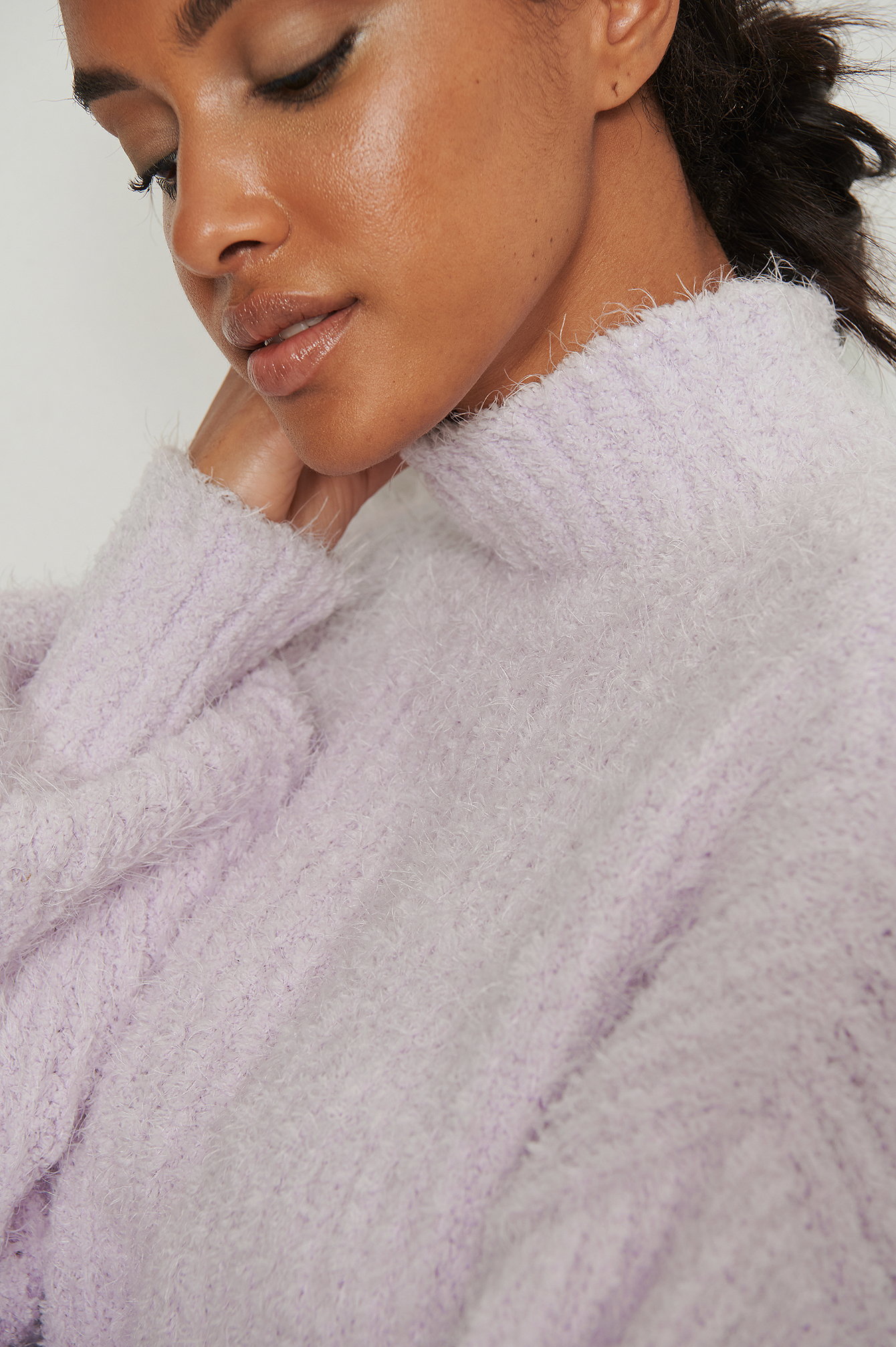 NA-KD Fluffy Knitted Sweater - Purple