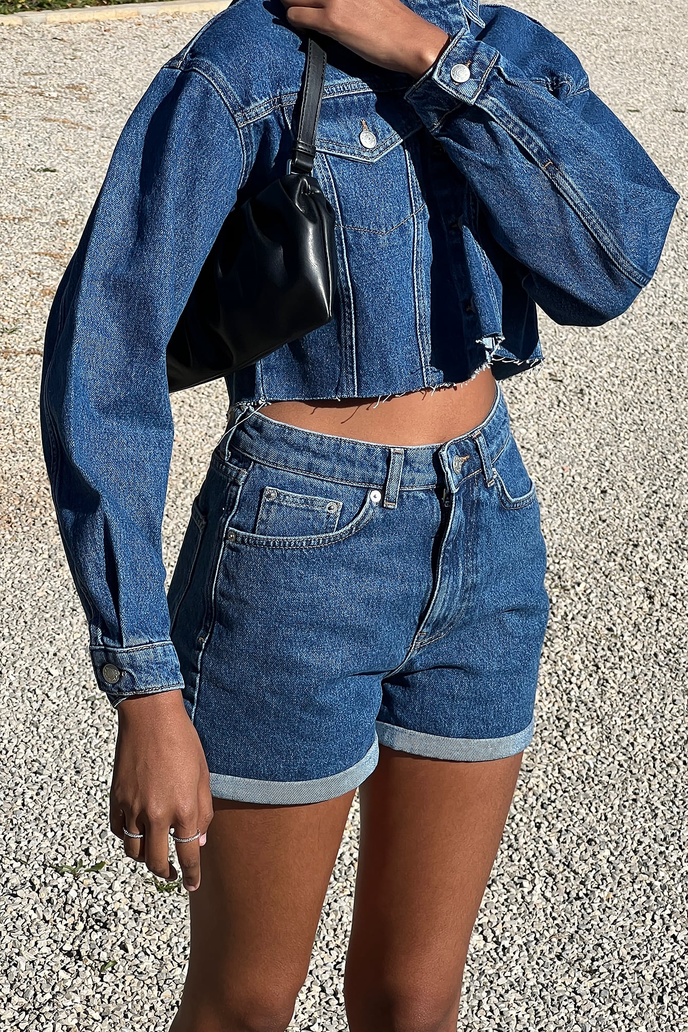 Fold Up Mom Shorts Blue | na-kd.com