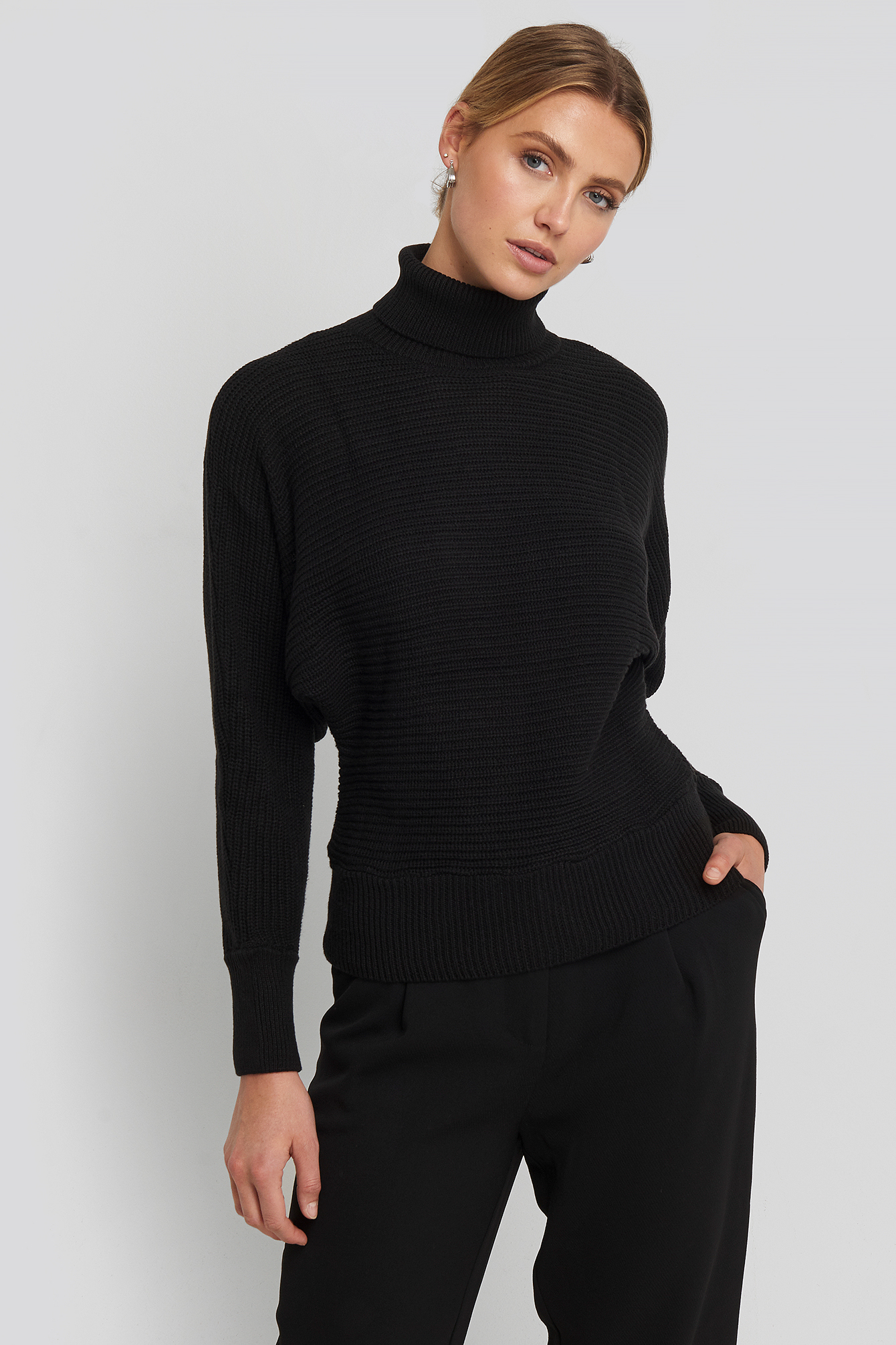 Folded Knitted Sweater Black