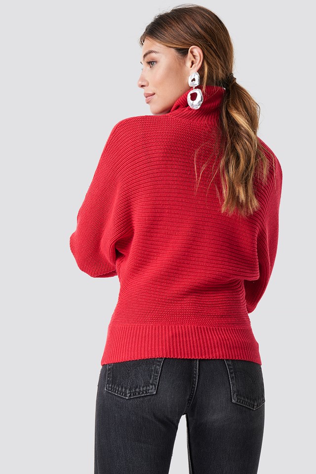 Folded Knitted Sweater Red | na-kd.com