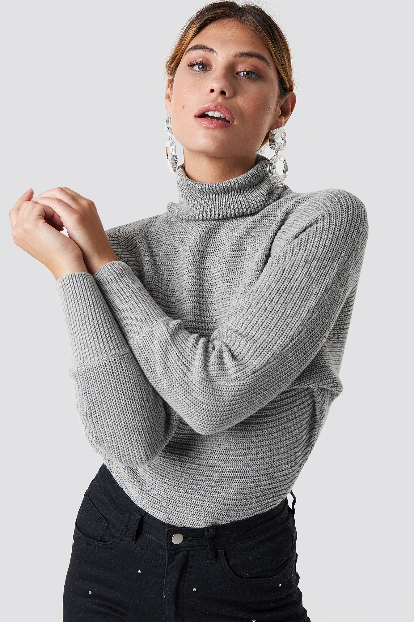 Folded Knitted Sweater Grey