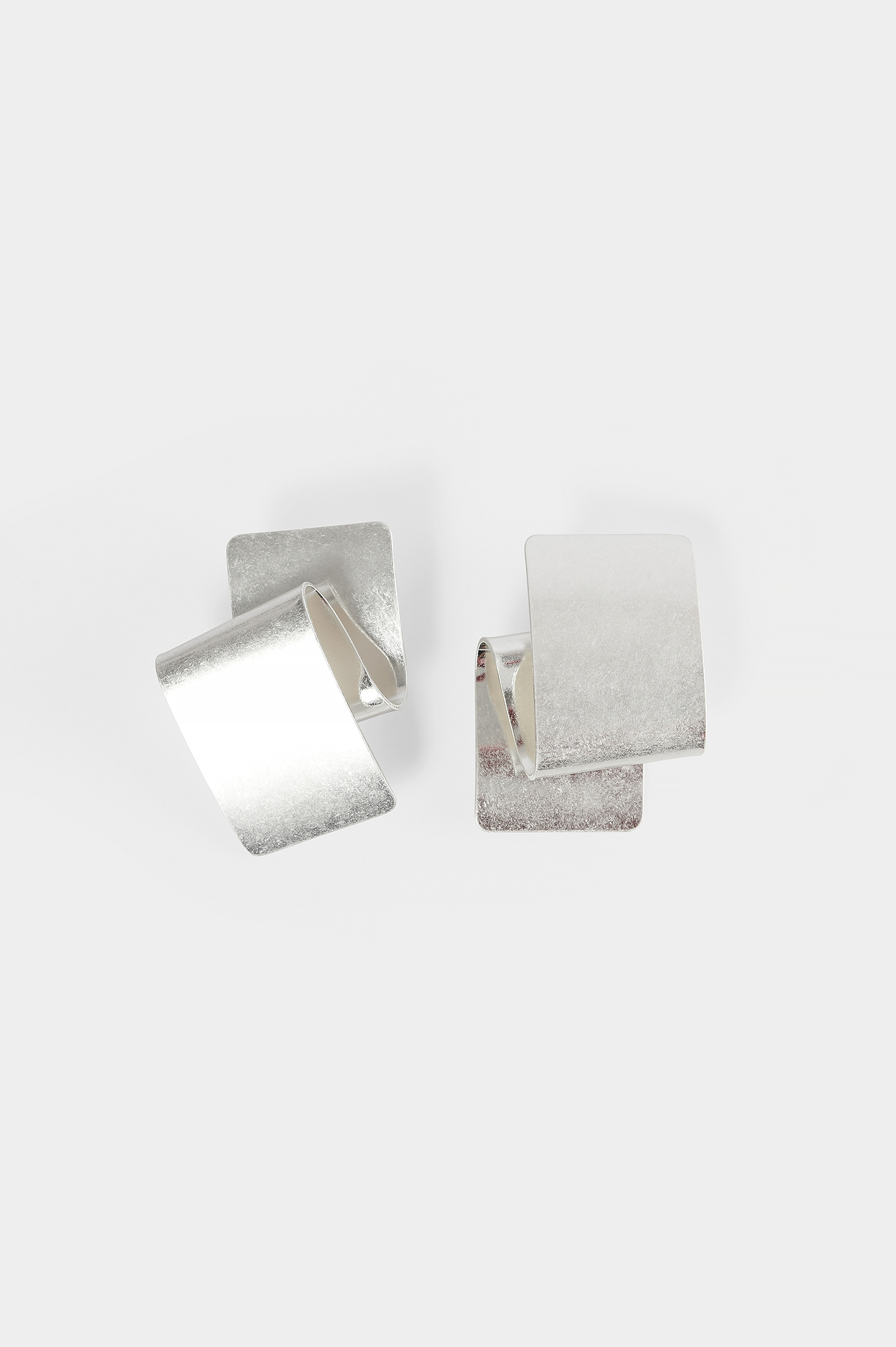 Silver Folded Plate Earrings
