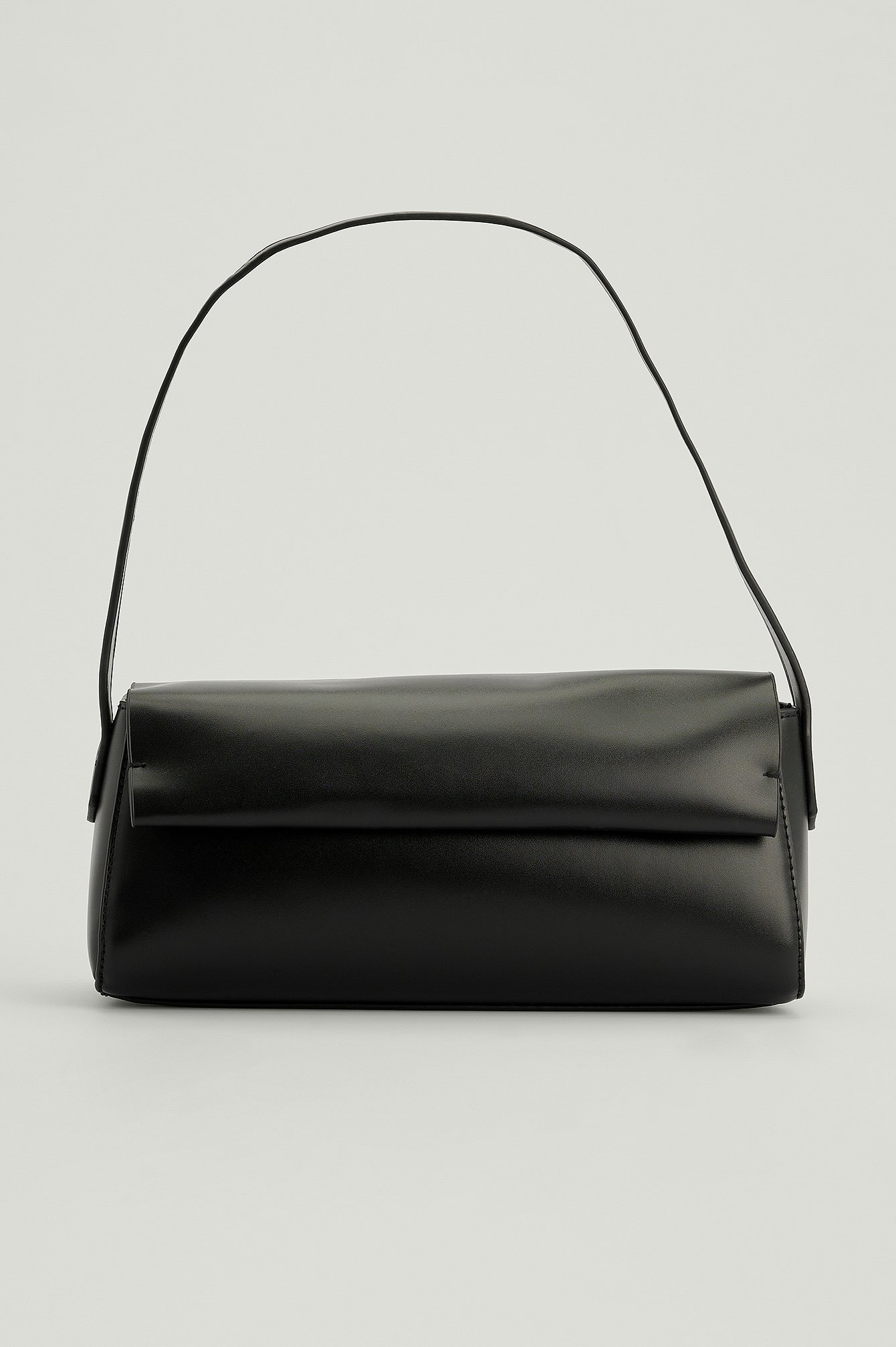 Black Folded Flap Baguette Bag