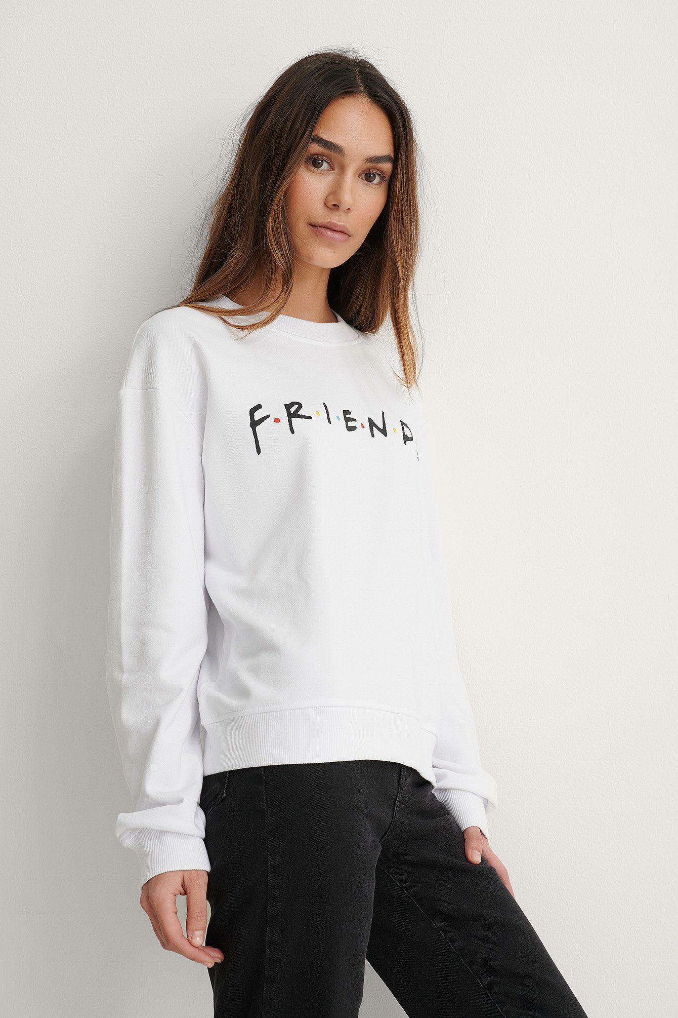 White Print Friends FRIENDS Print Basic Sweater