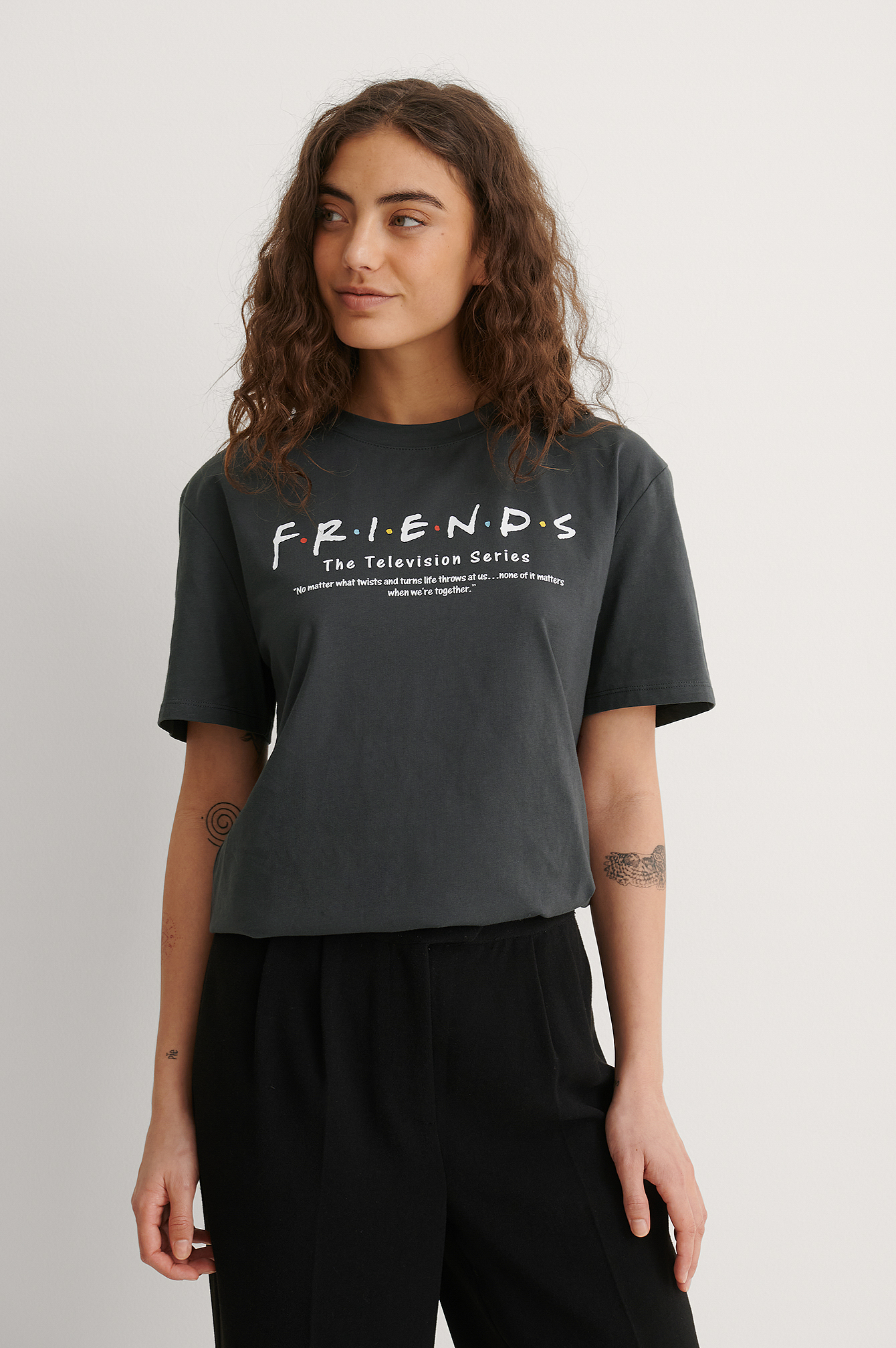 Organic FRIENDS Unisex Print Tee Grey 