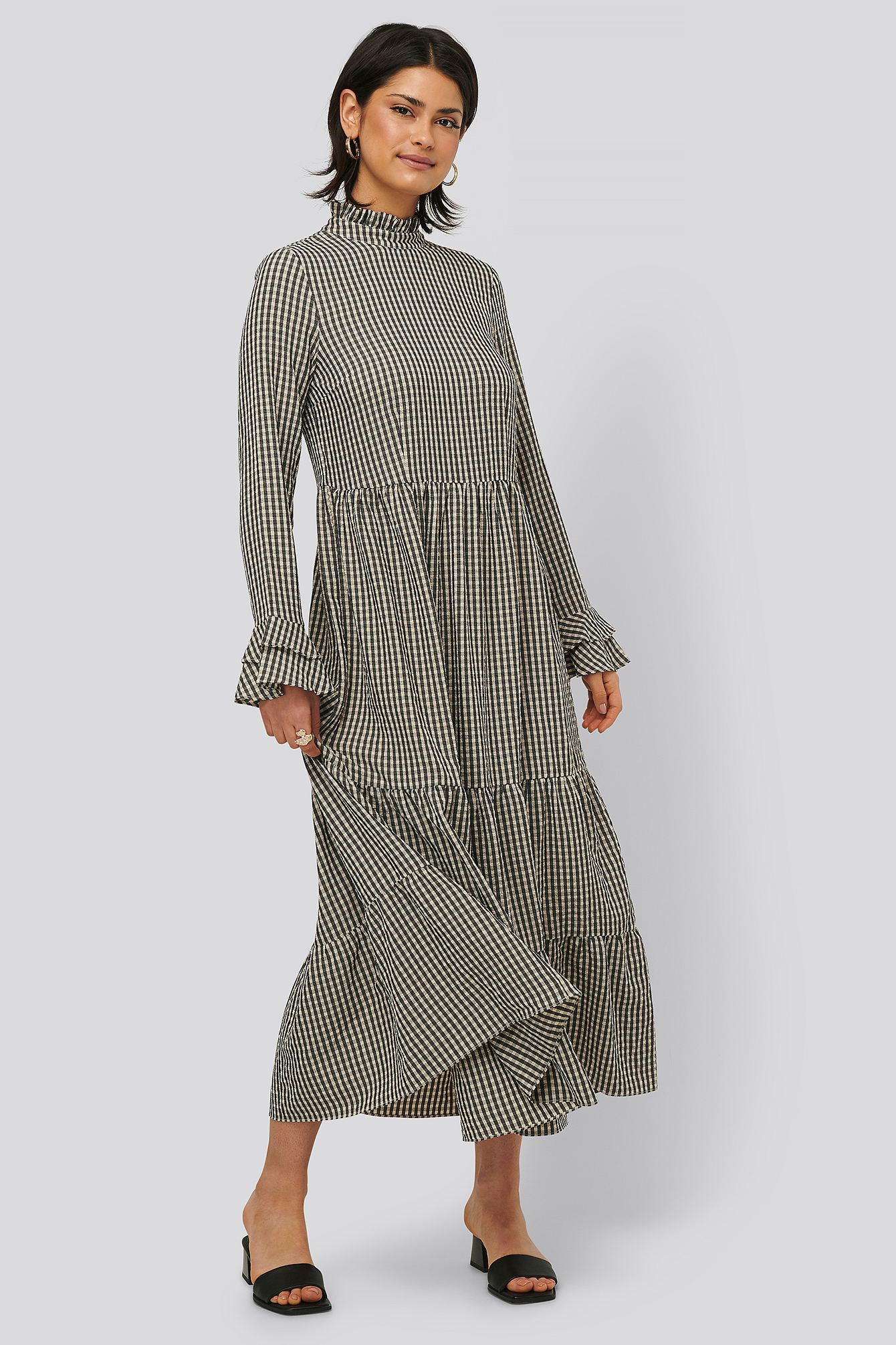 one piece dress in checks