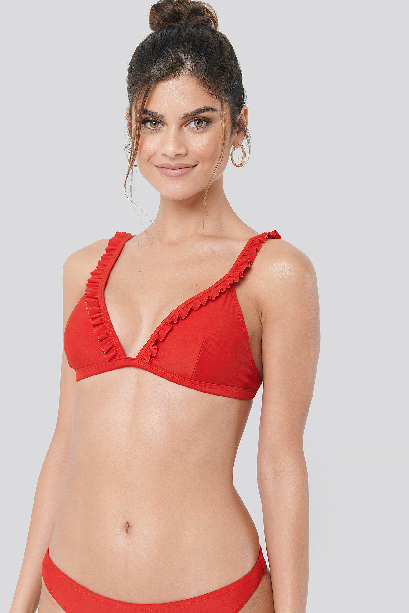 Frill Strap Bikini Top Red NAKD