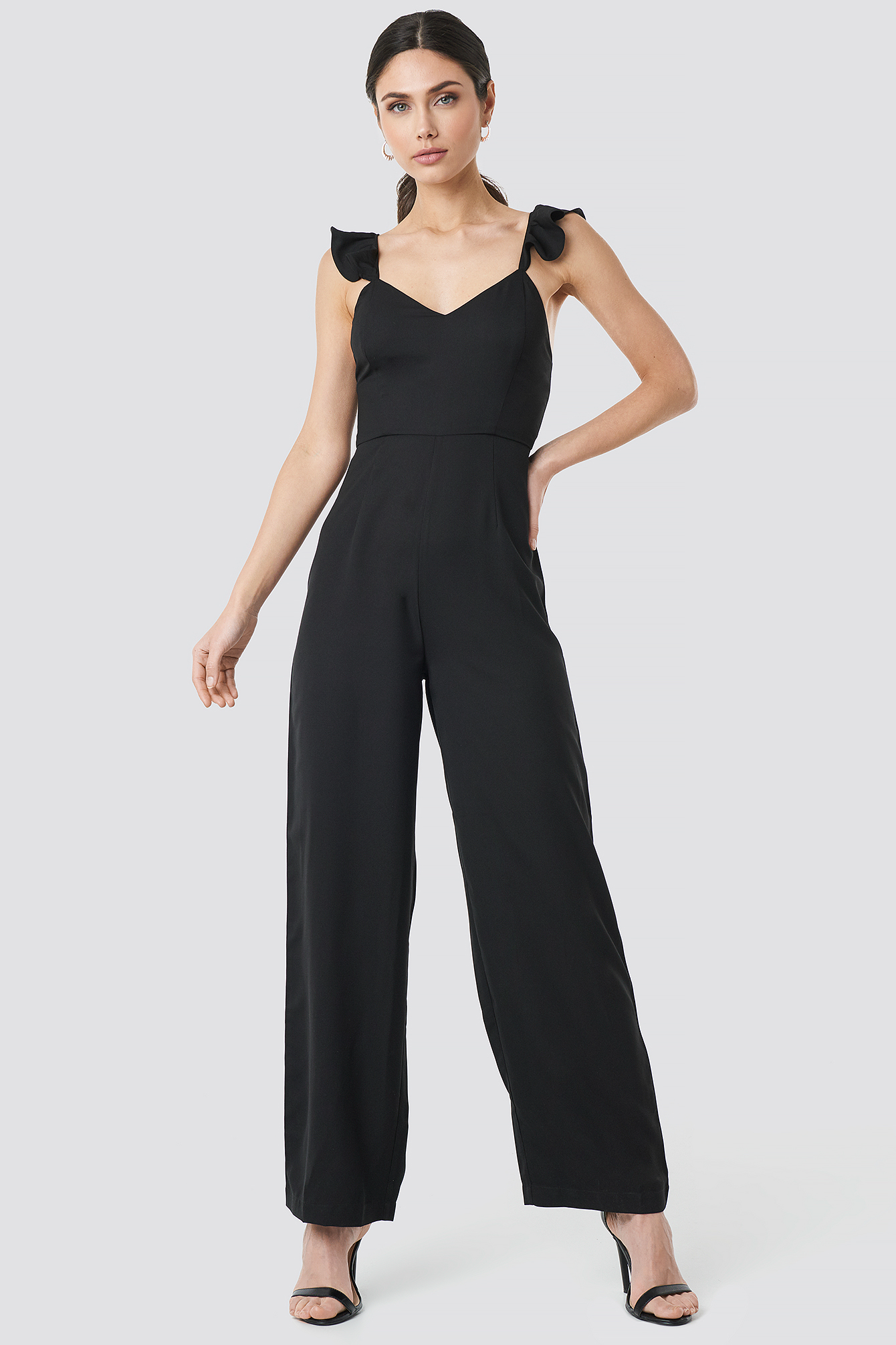 Frill Strap Jumpsuit Black