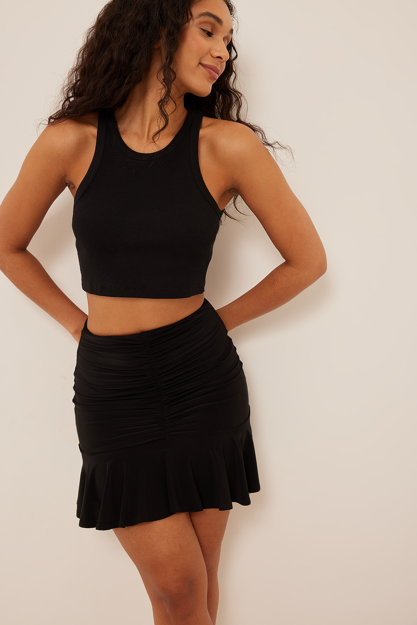 Frilled Mini Skirt Black | na-kd.com