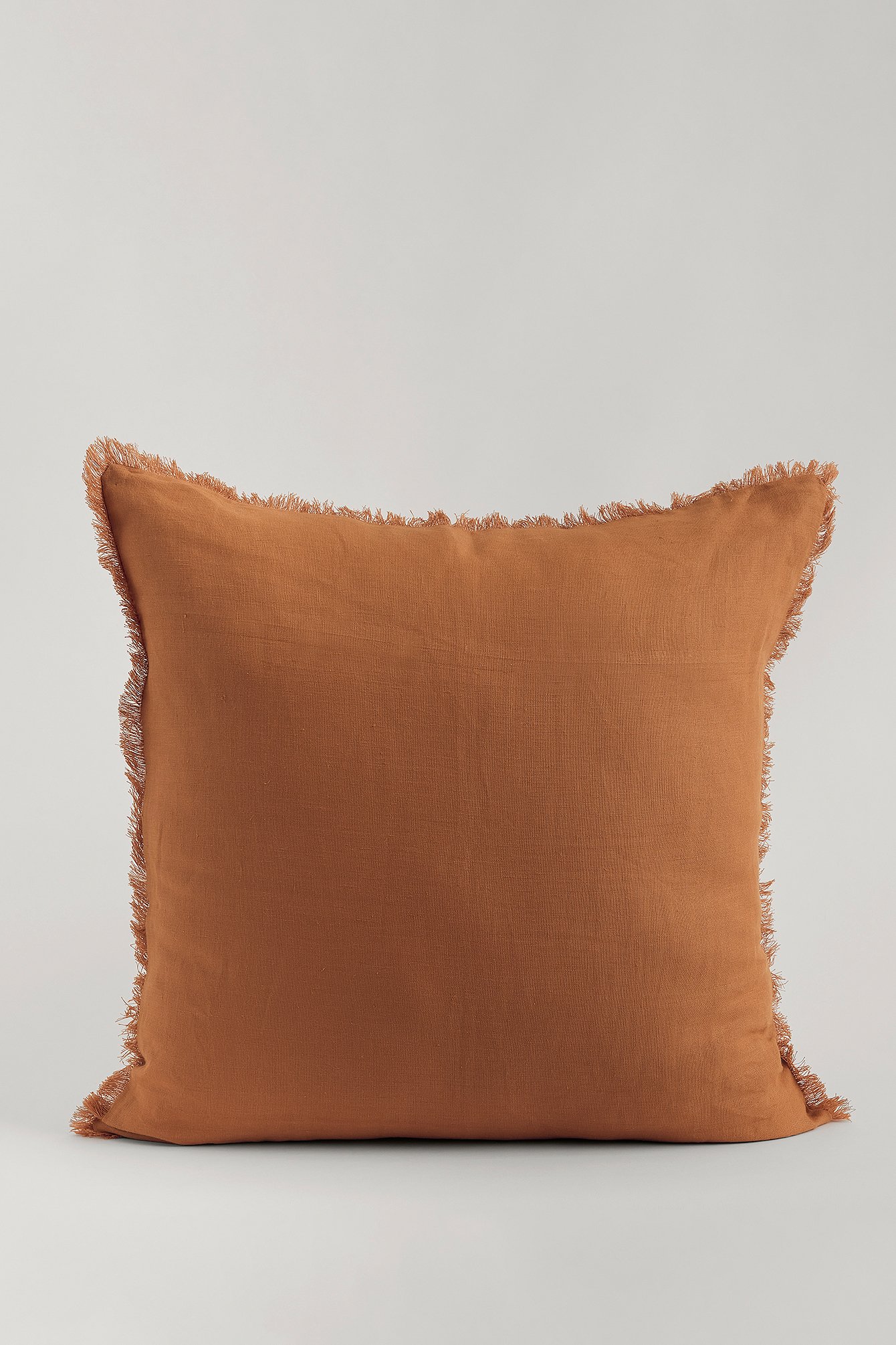 Rust Fringe Edge Linen Cushion Cover