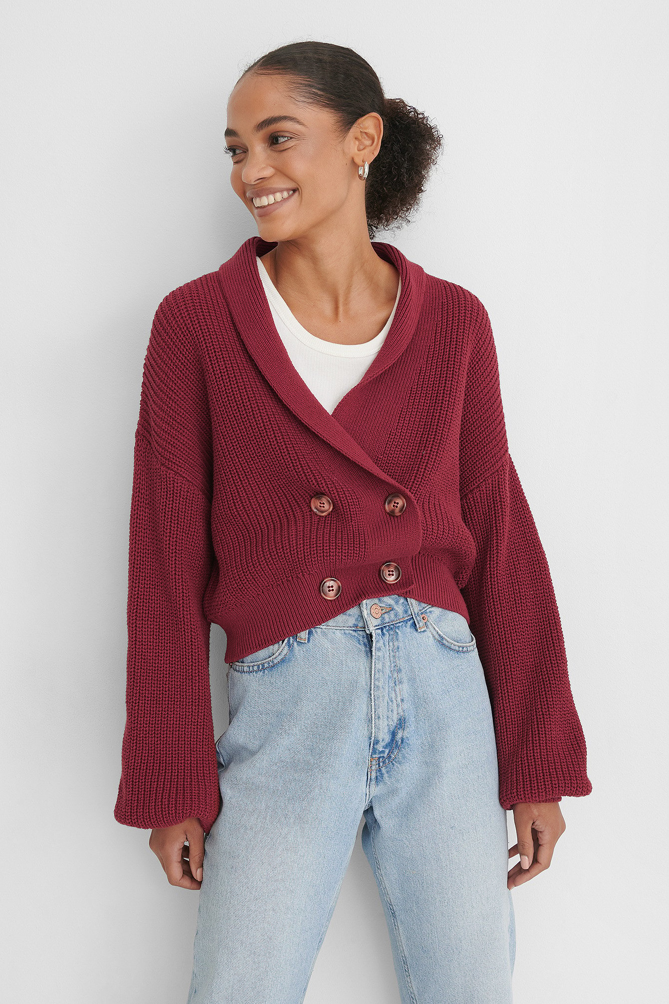 Red Front Button Sweater