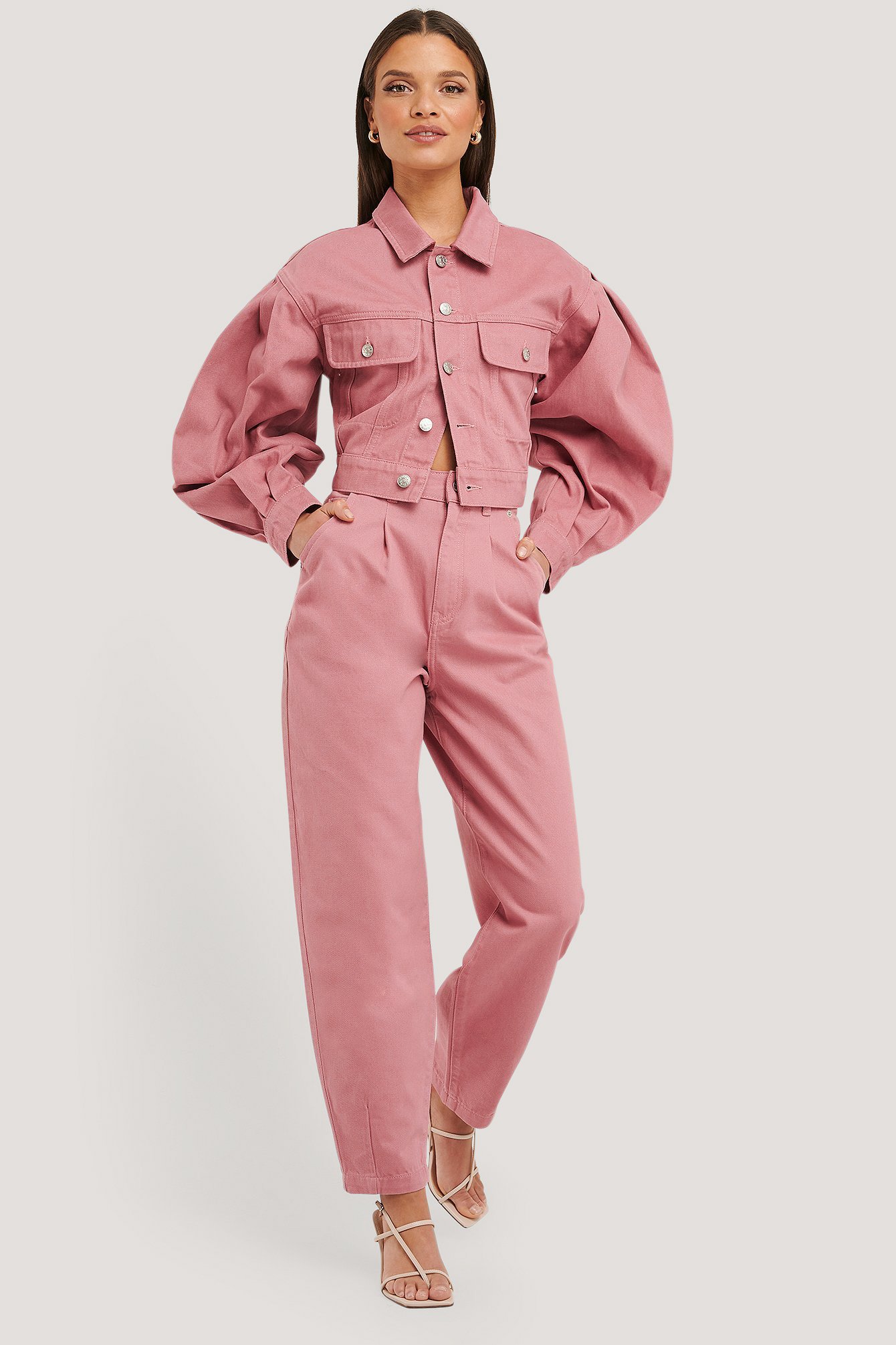 Dusty Rose NA-KD Front Dart Slouchy Jeans