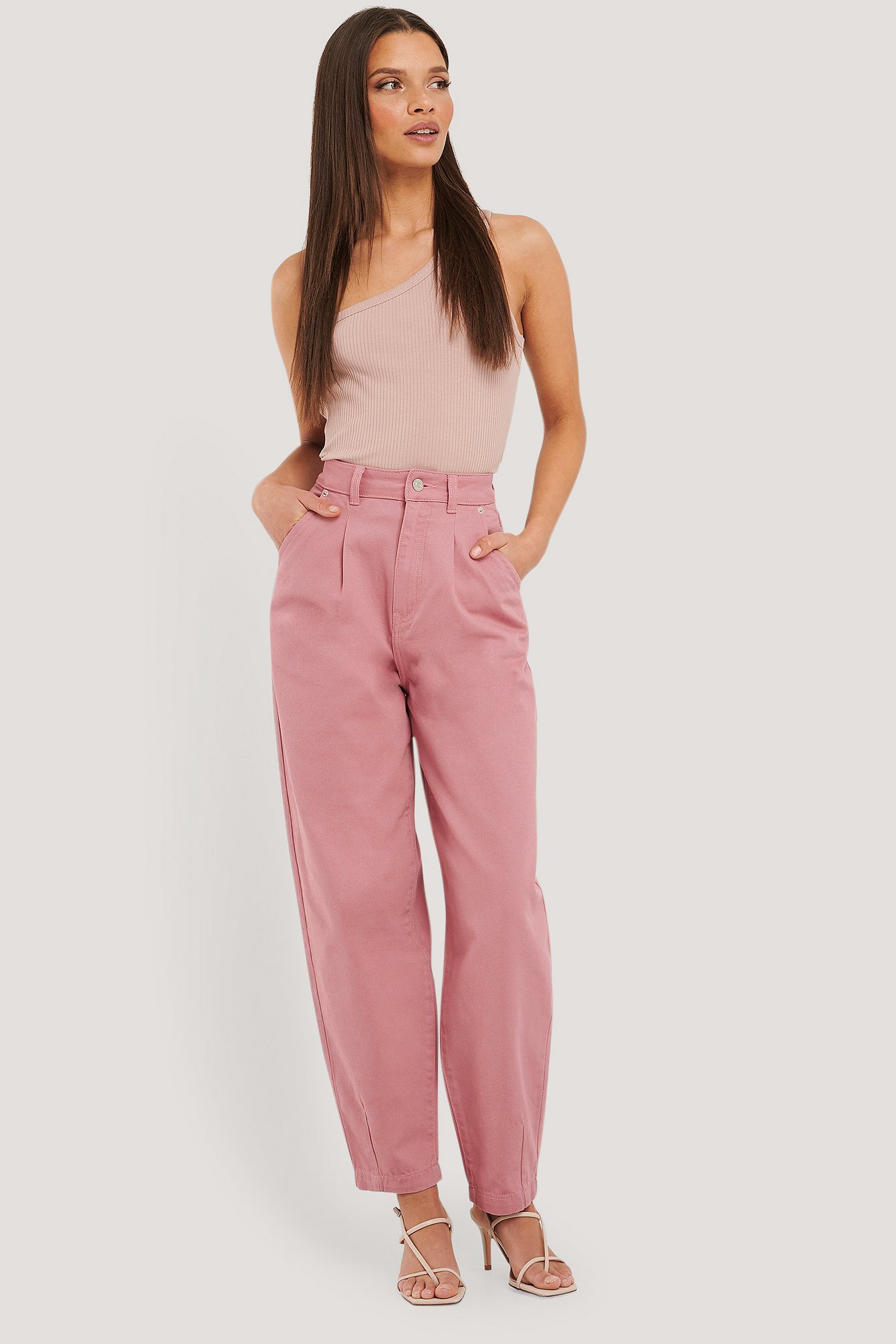 Front Dart Slouchy Jeans Pink