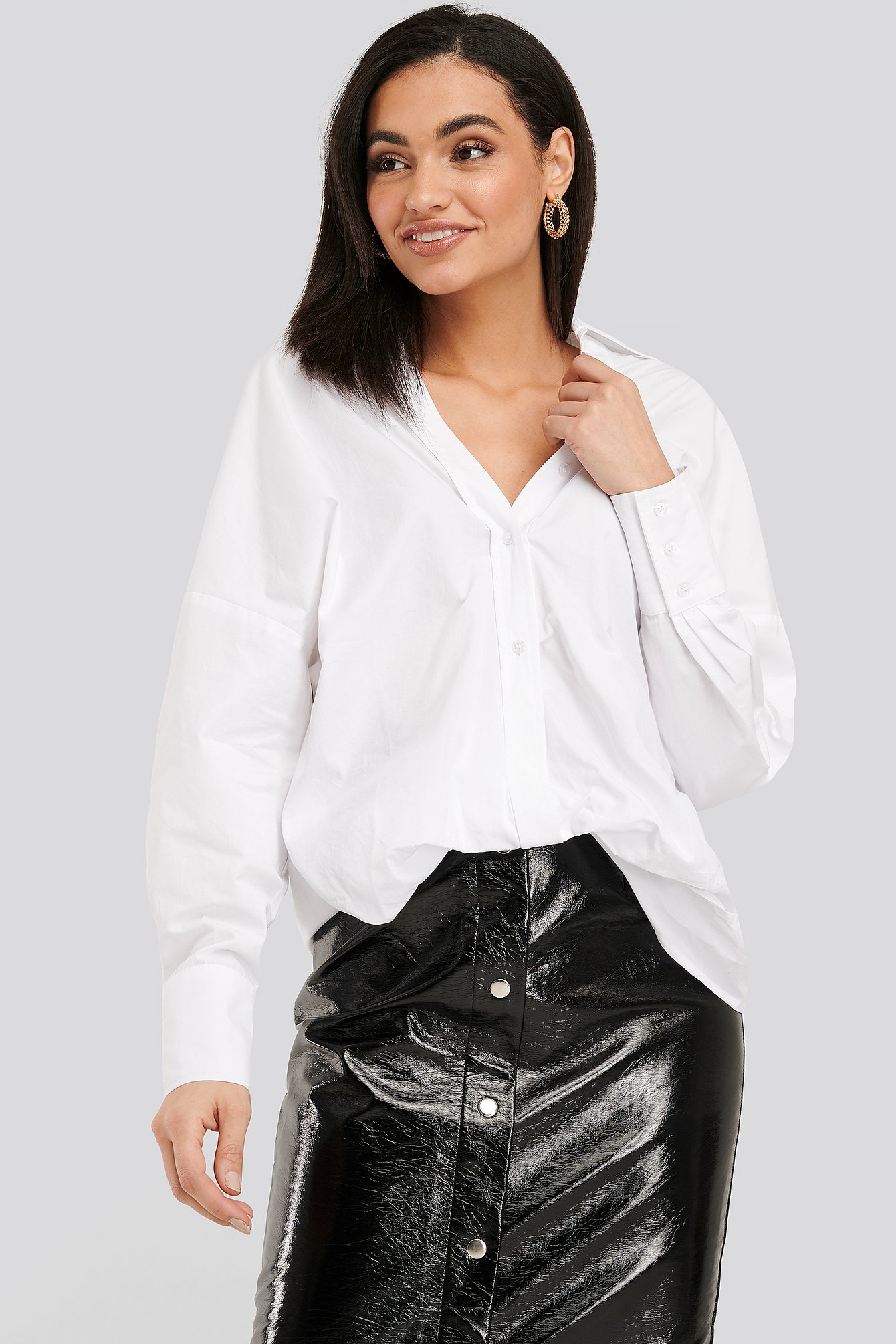 Optical White Front Knot Shirt