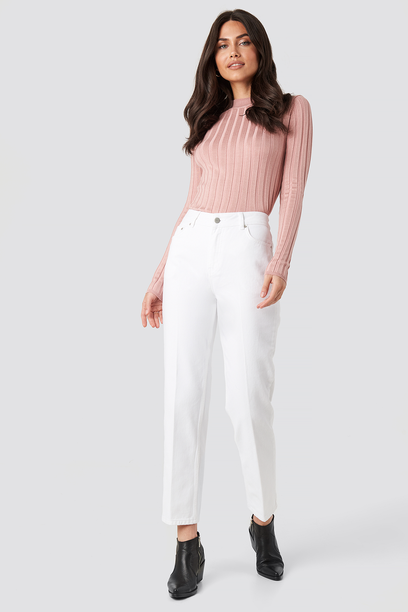 Front Pleat Jeans Offwhite