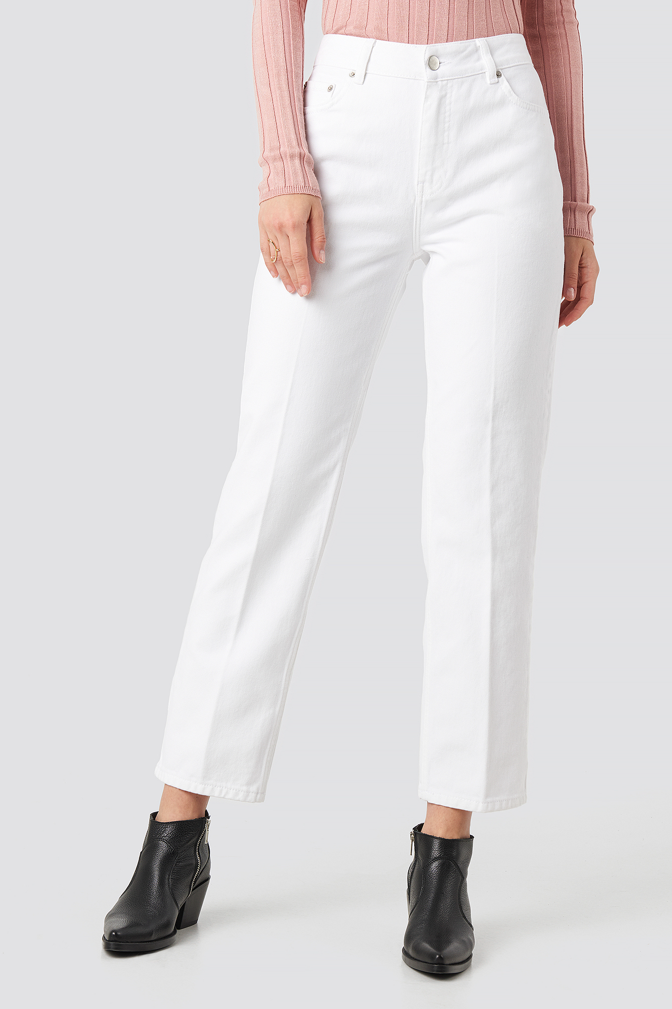 Front Pleat Jeans Offwhite Na