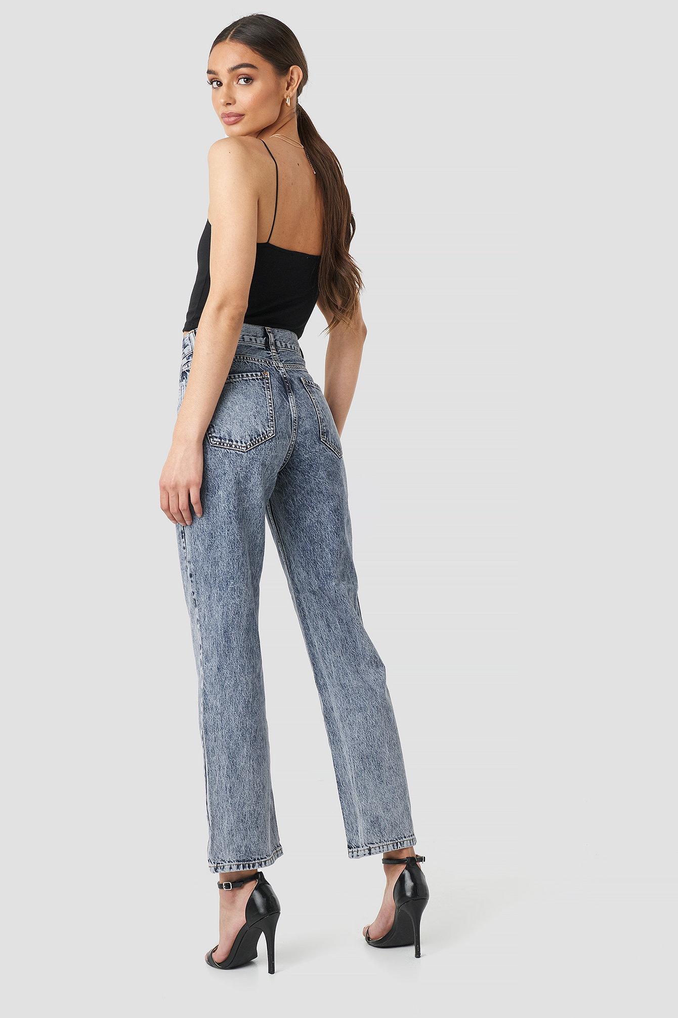 Front Pleat Jeans Azul Na