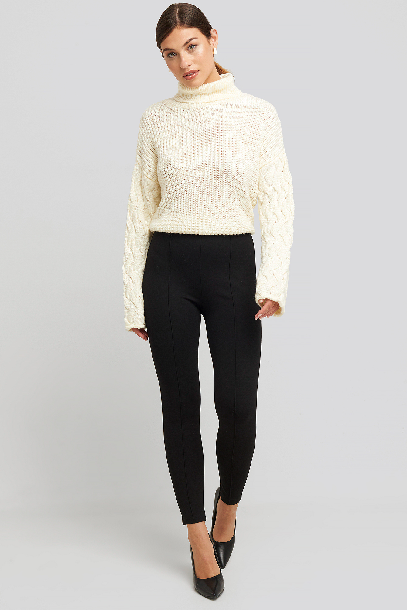 Front Seam Jersey Pants Black