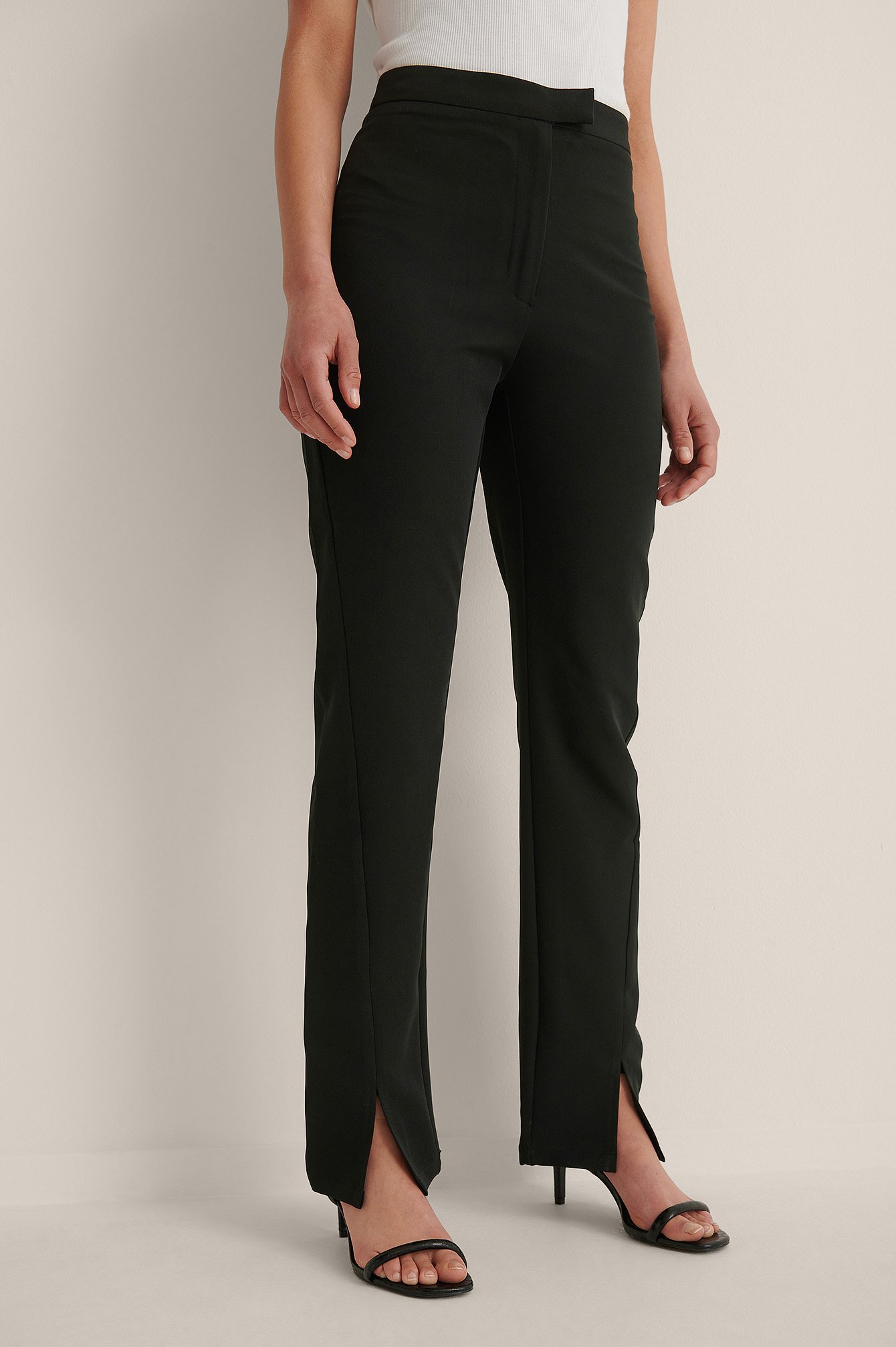 Black Front Slit Suit Pants