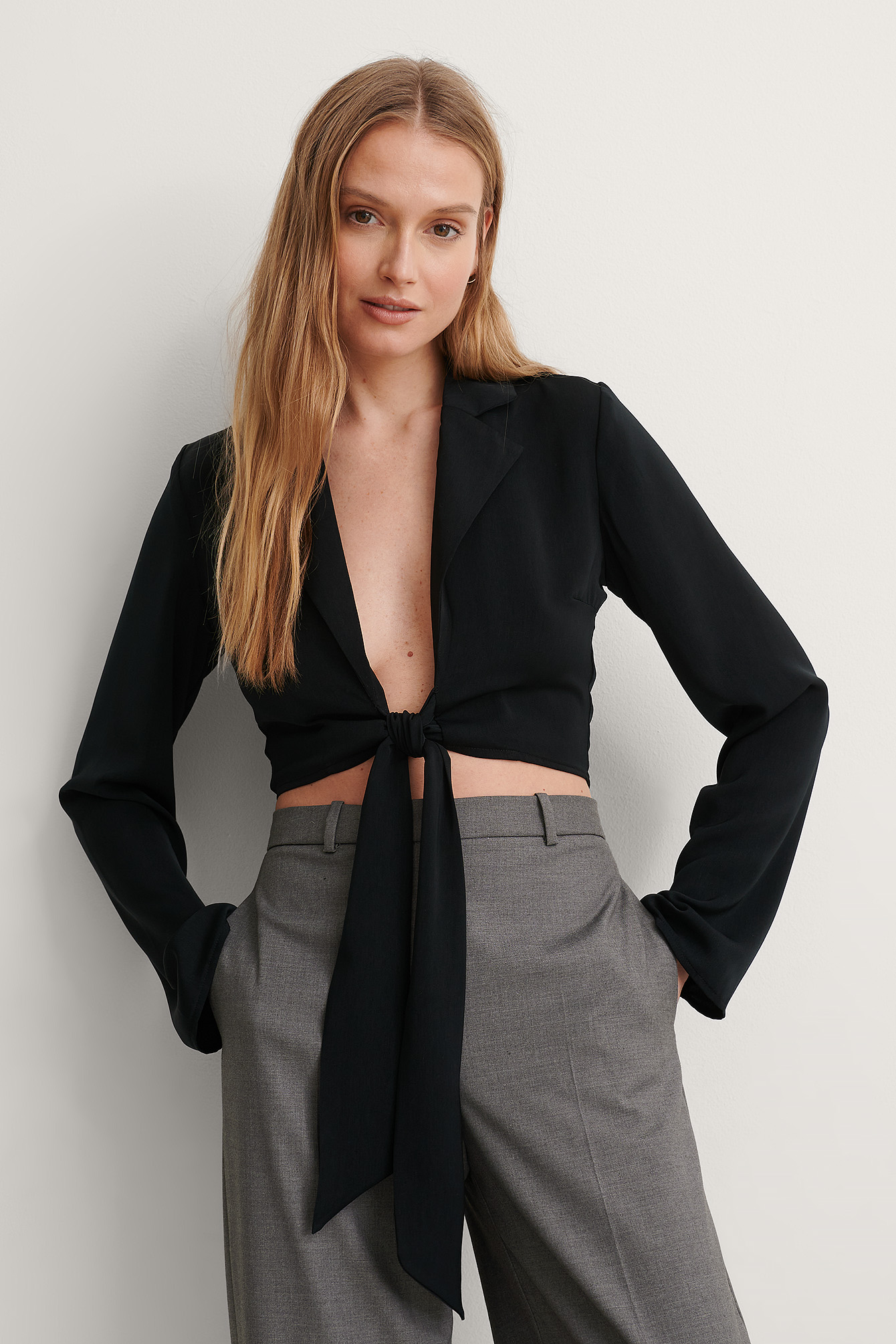 Front Tie Blouse Black | na-kd.com