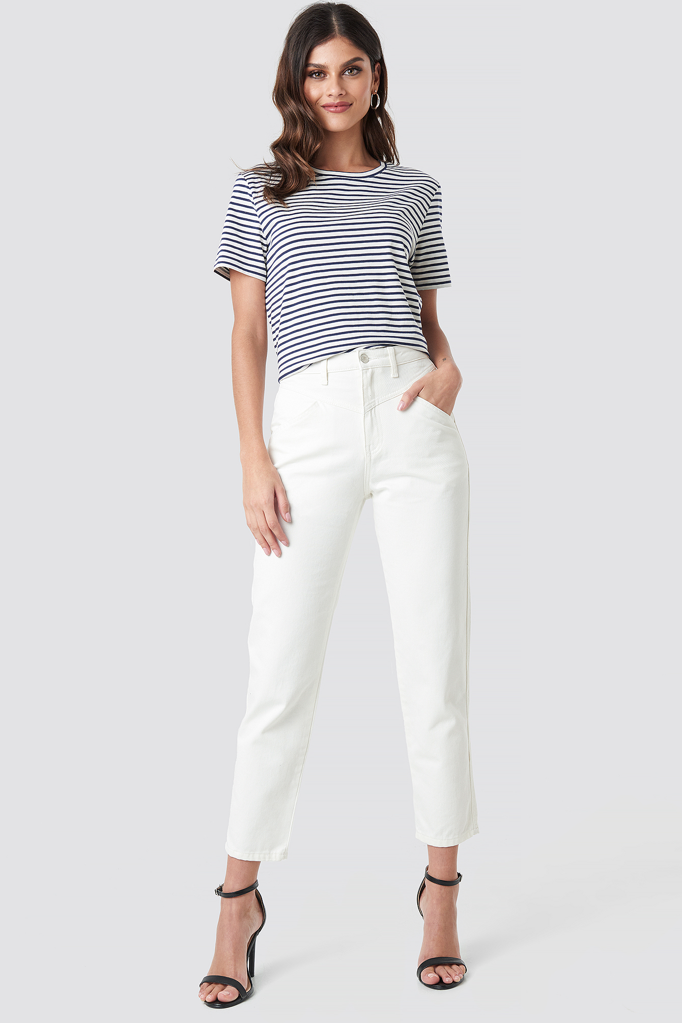 Front Yoke Jeans White