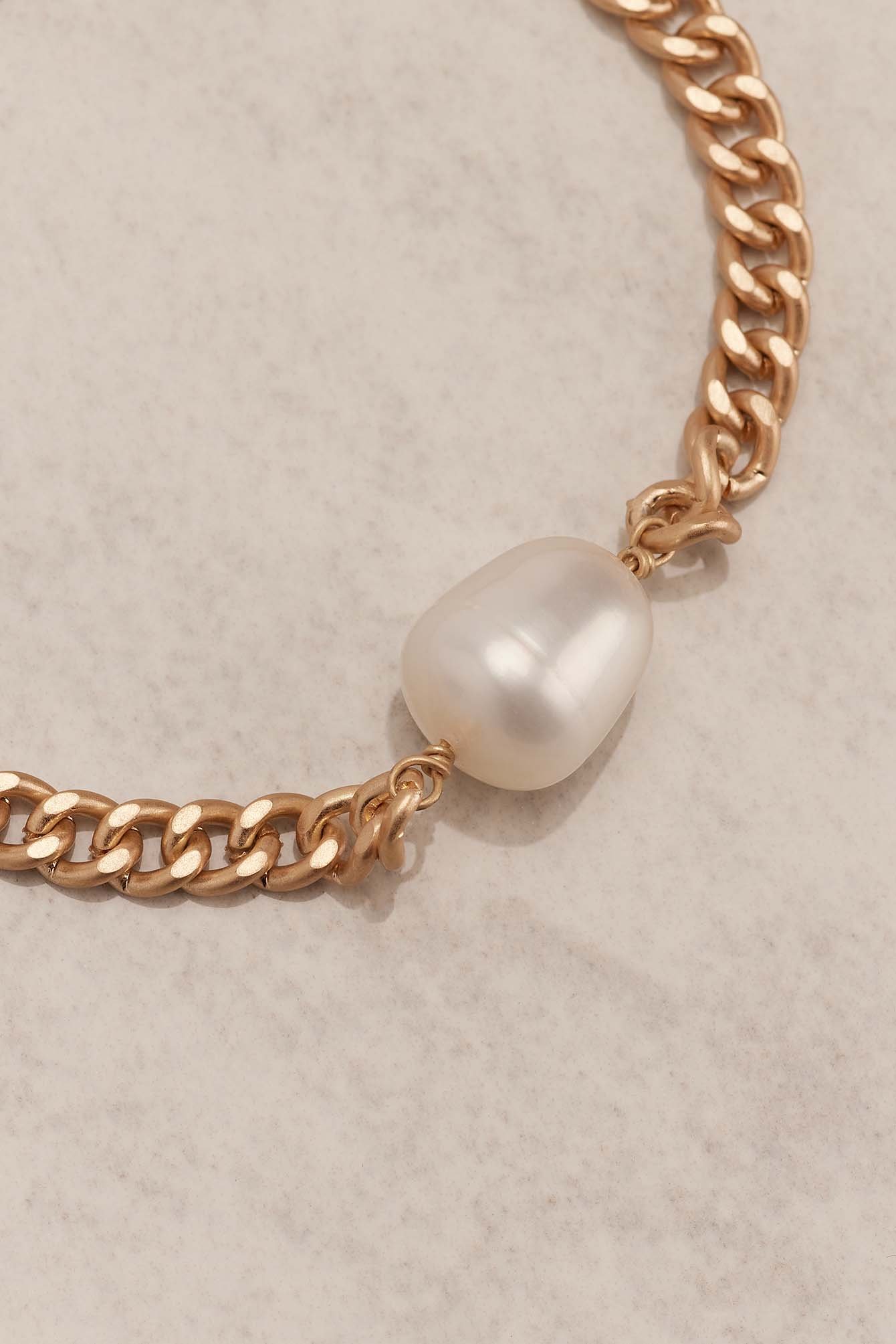Gold Braccialetto a catena con perla satinata