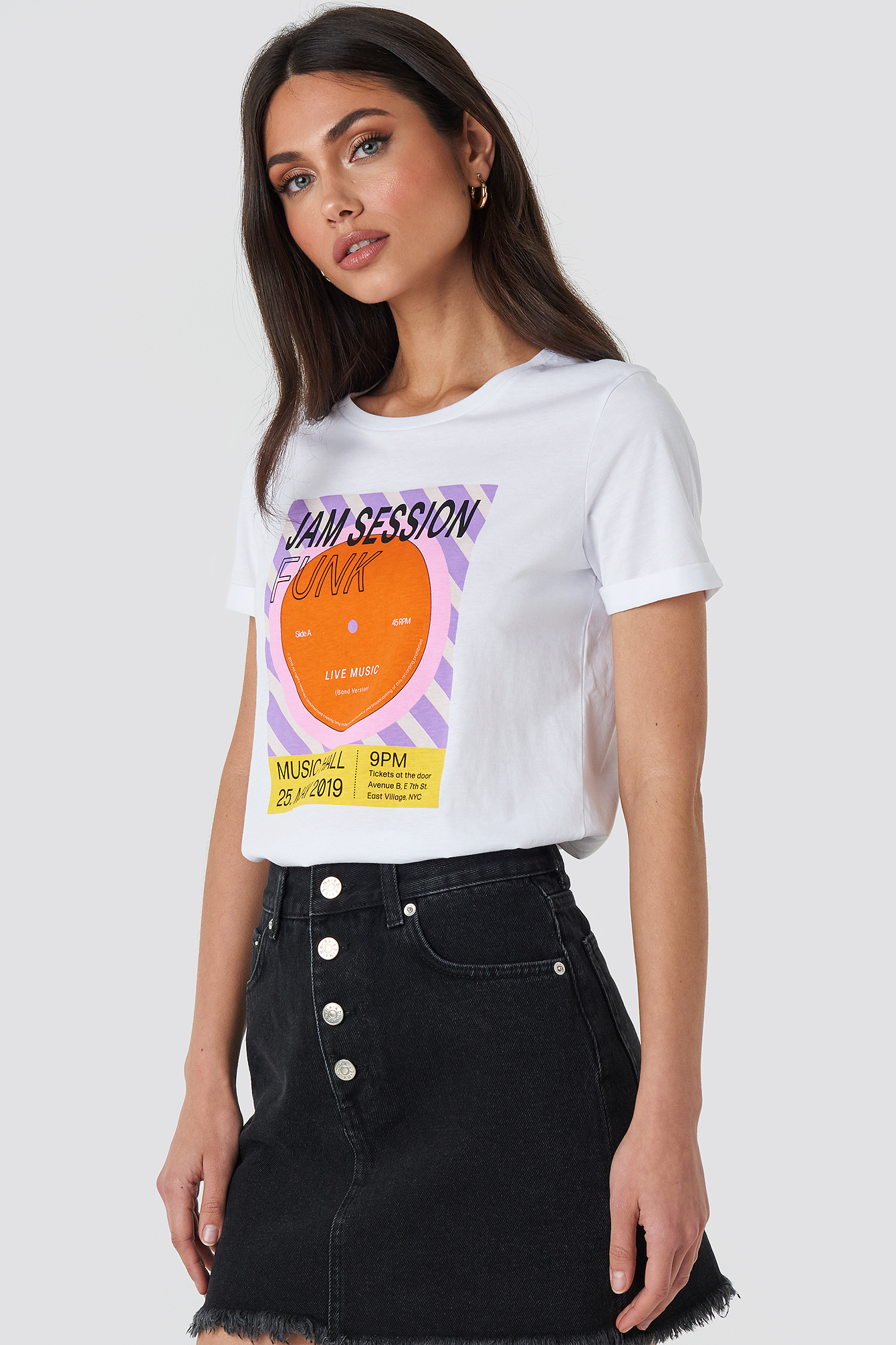 Funk Roll Hem T-shirt Optical White