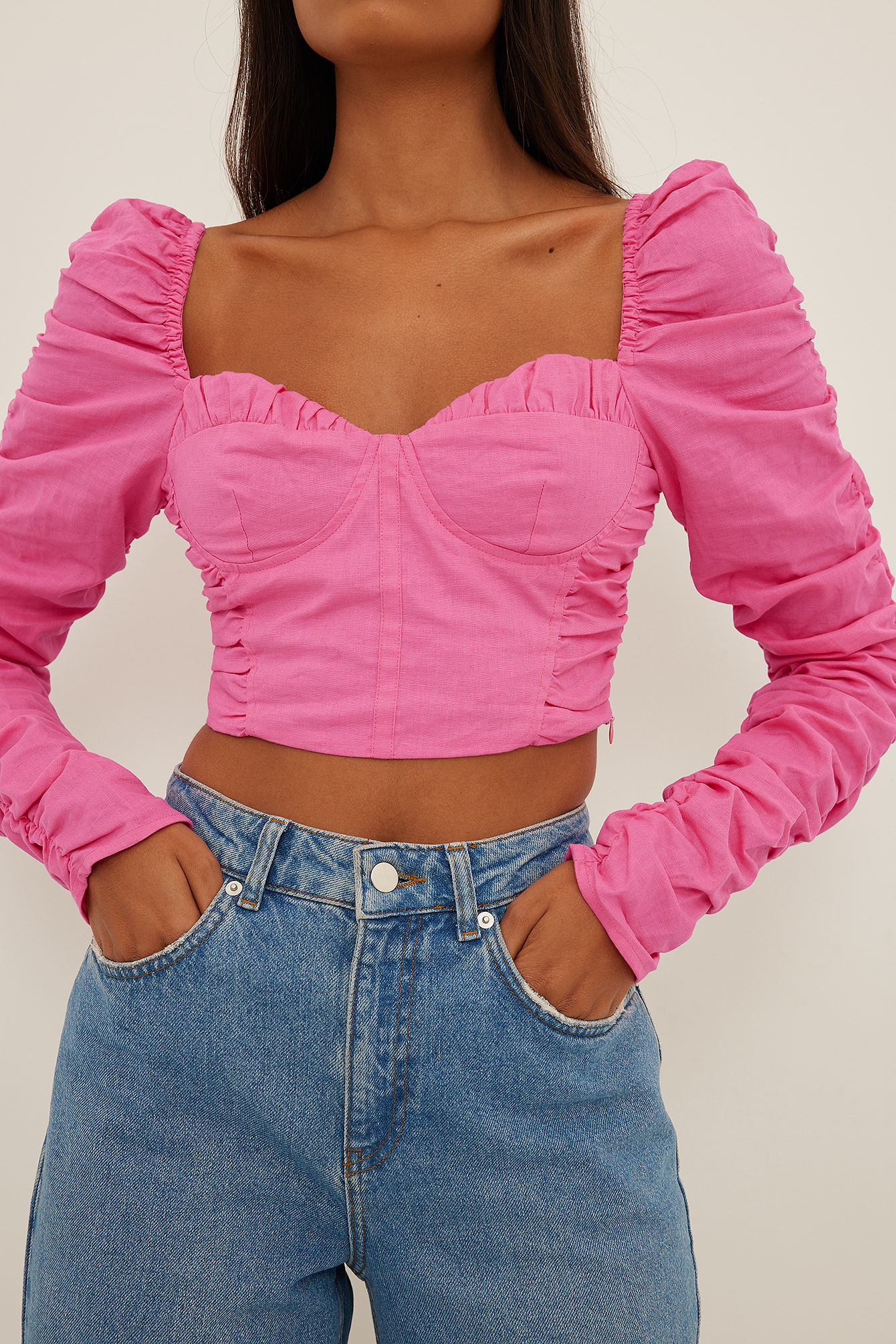 Gathered Cups Blouse Pink