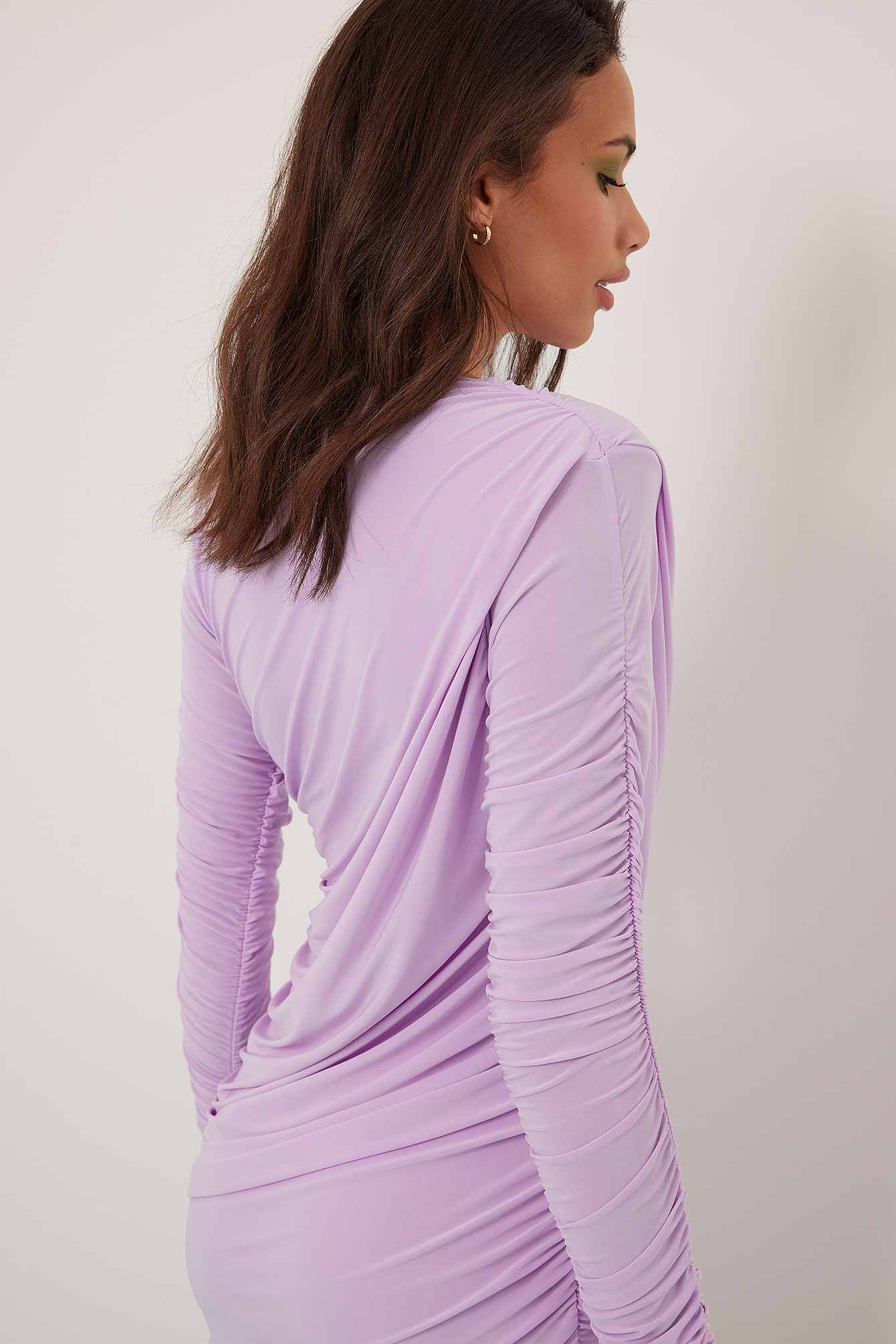 Gathered Long Sleeve Dress Purple | na 