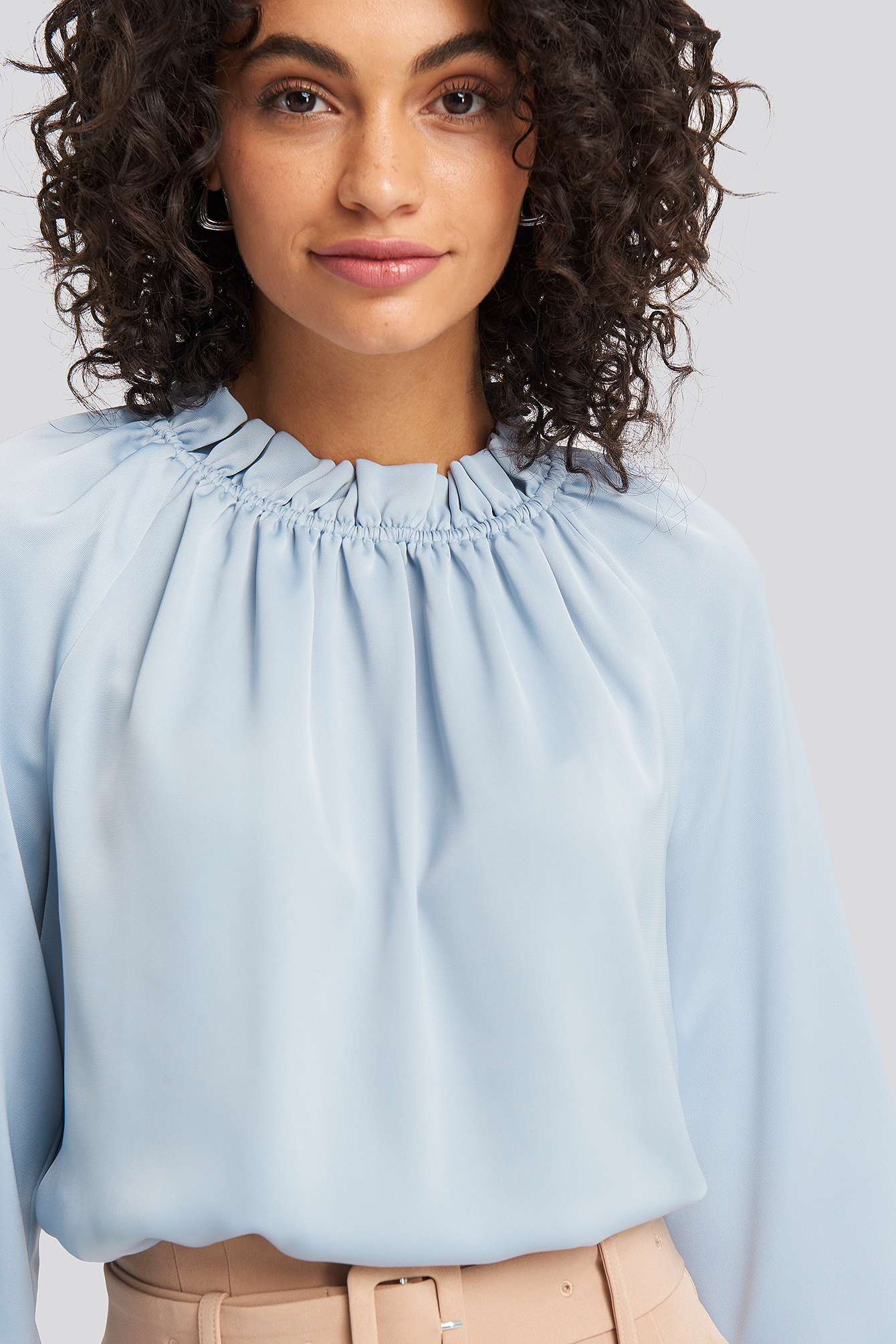Gathered Neck Blouse Stone Blue