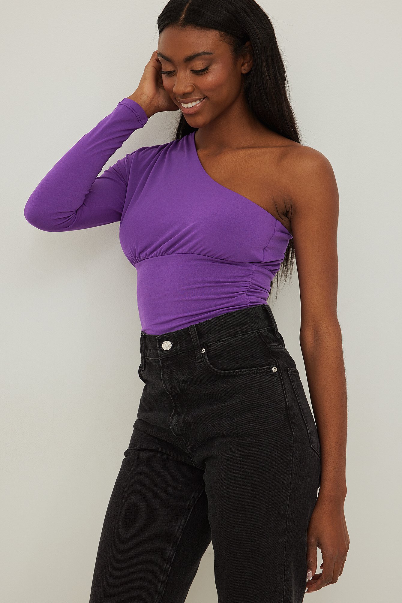 Lilac Gathered One Shoulder Top