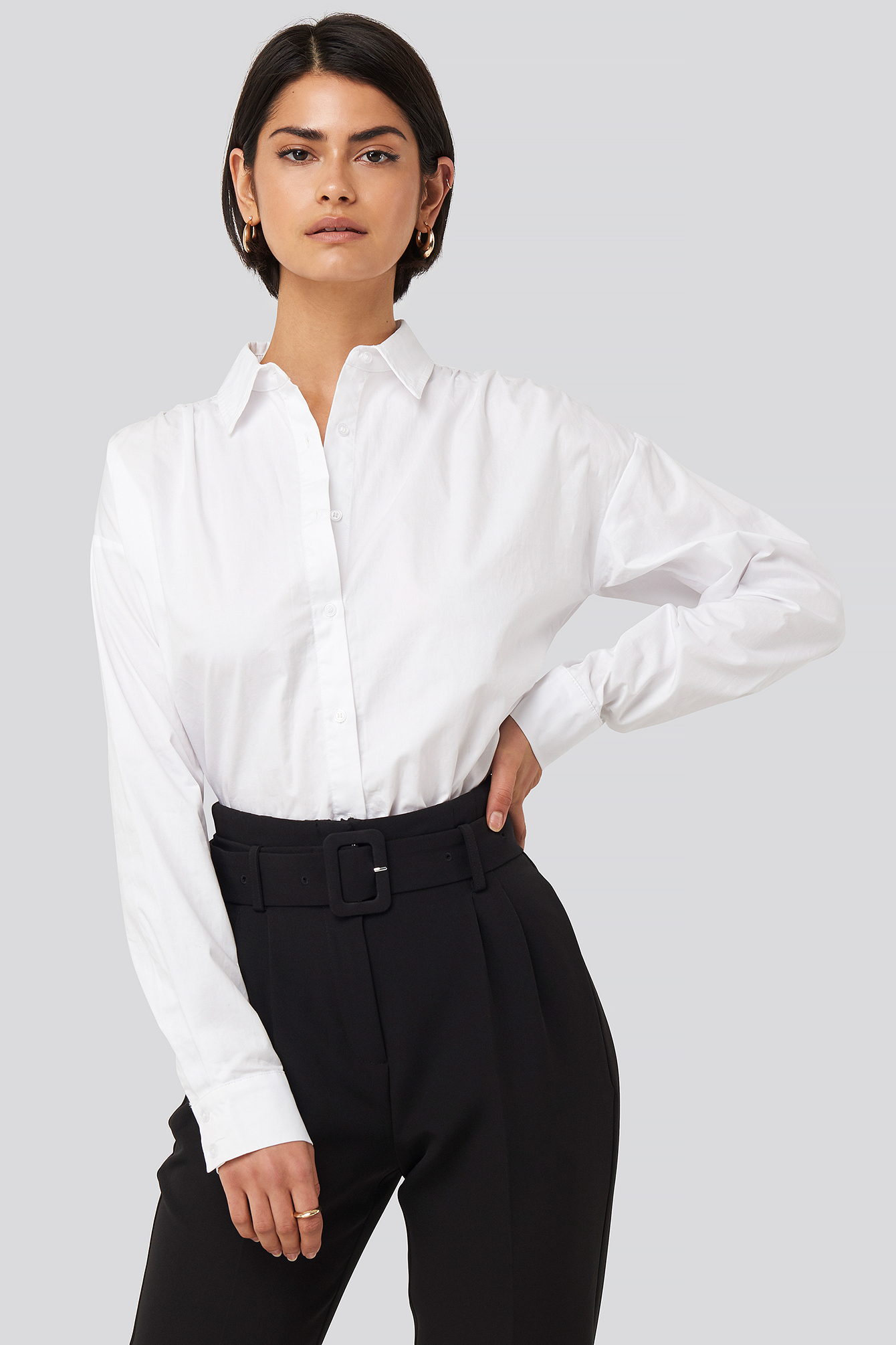 Gathered Shoulder Shirt White