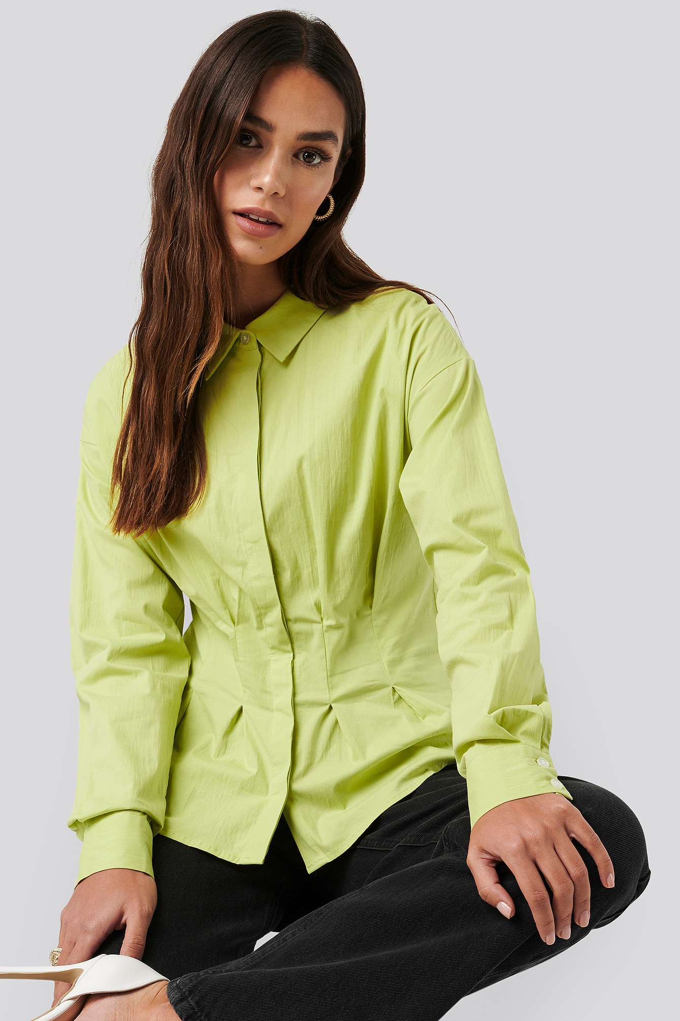 Gathered Waist Shirt Lime