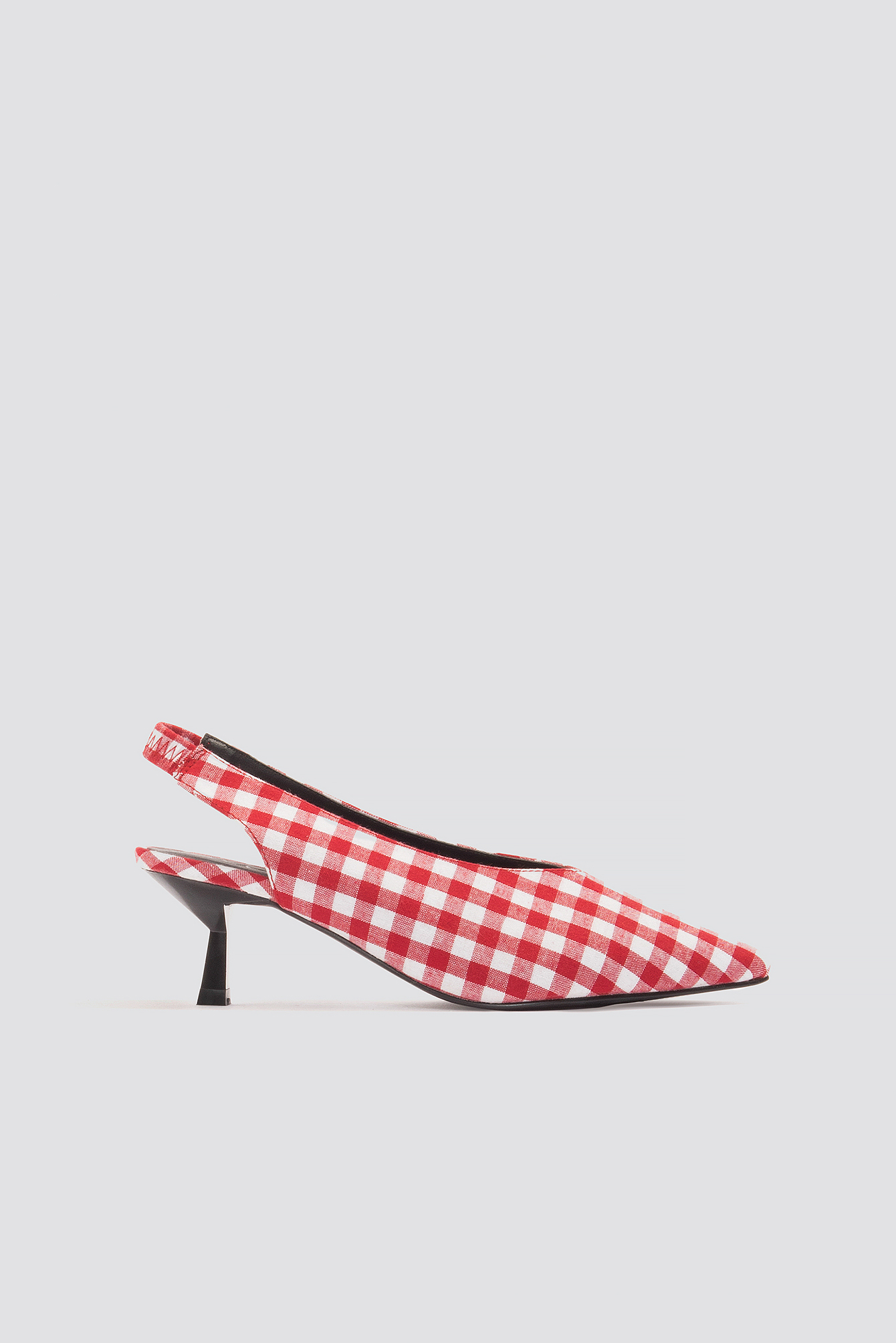 Gingham Kitten Heel Pumps Red/White